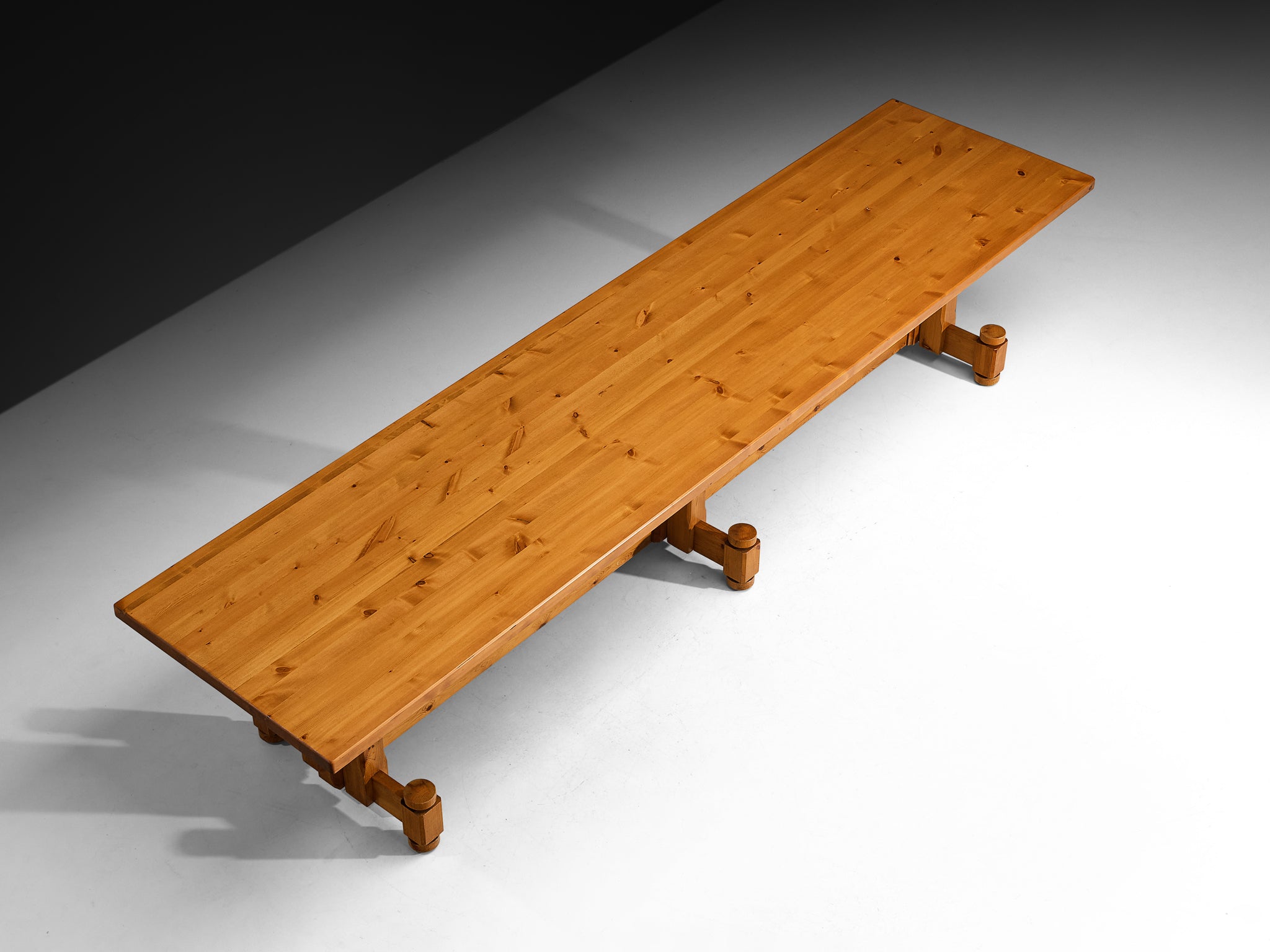 Grand Monumental Modernist Dining Table in Pine 1970s 400cm/157in Tables Morentz