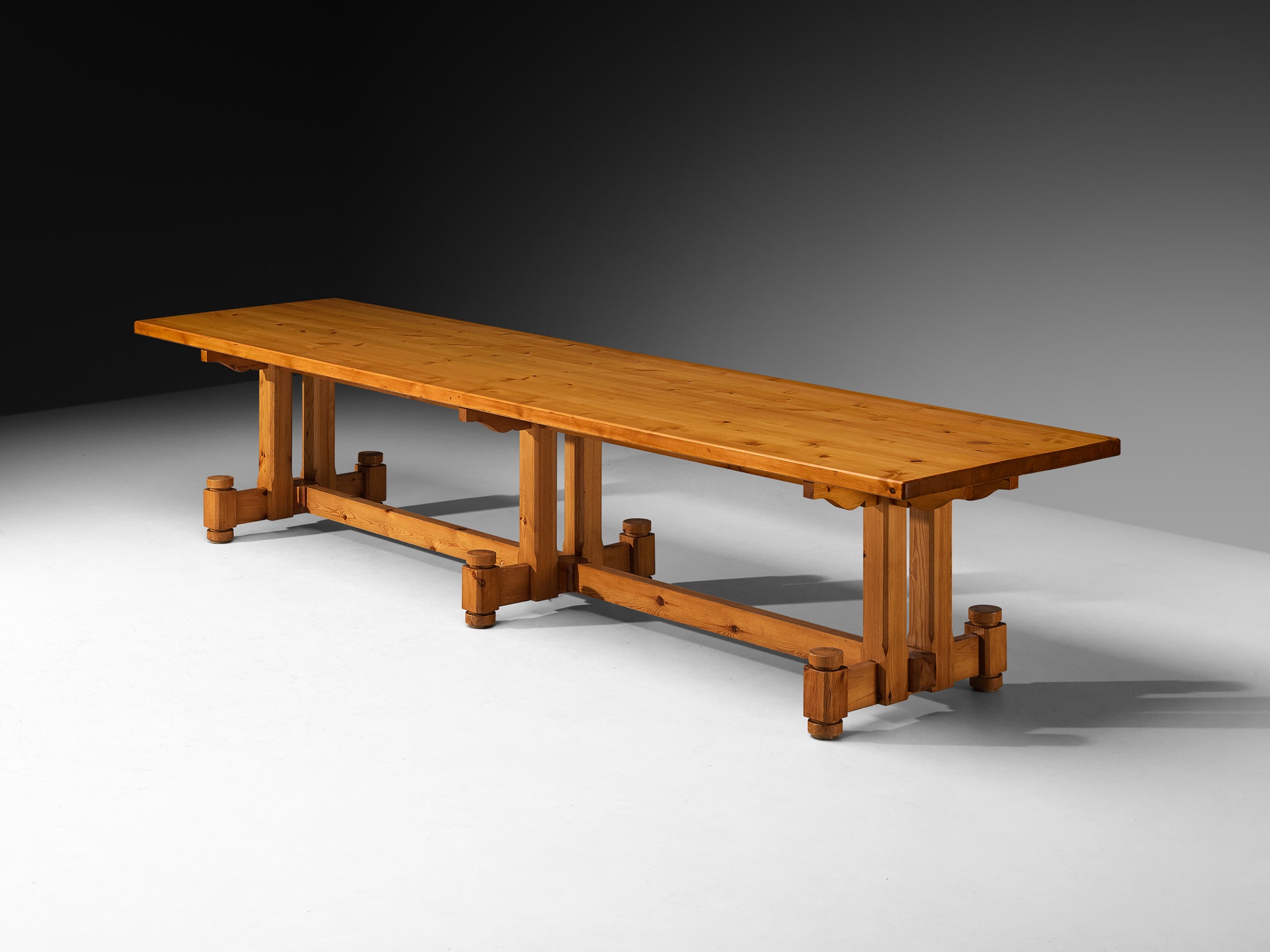 Grand Monumental Modernist Dining Table in Pine 1970s 400cm/157in Tables Morentz