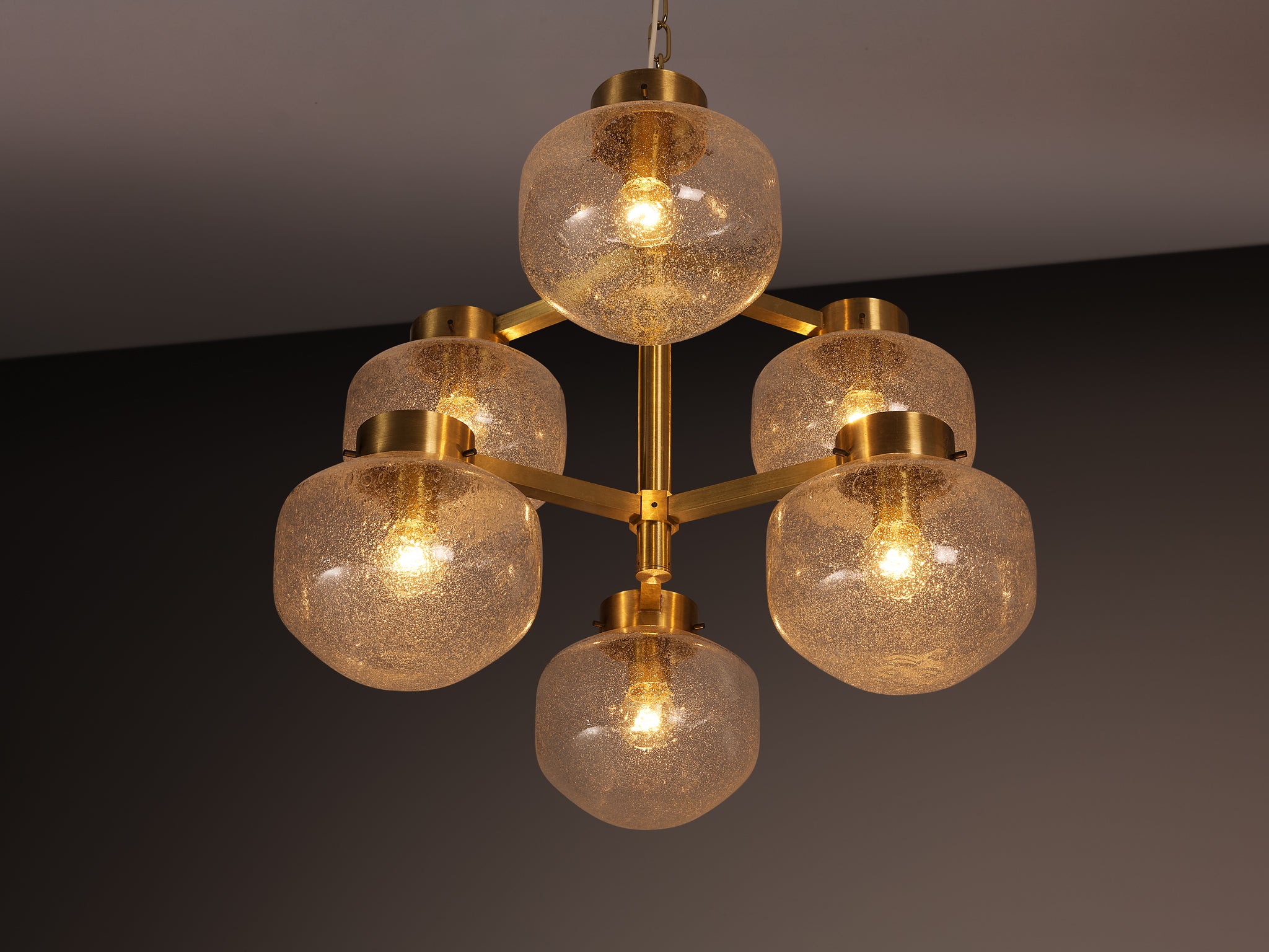 Chandeliers Brass and Textured Glass Lighting Morentz