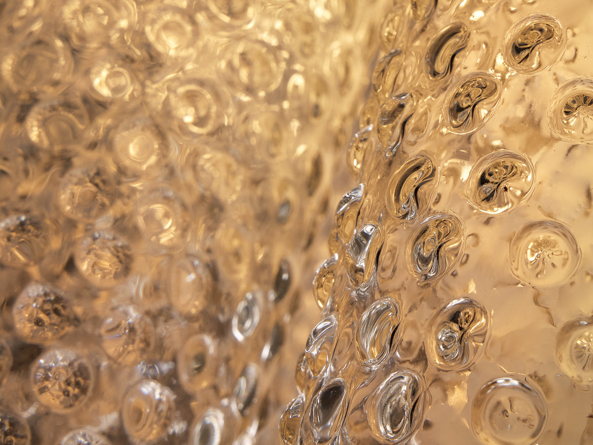 Lisa Johansson-Pape Large Chandelier in Brass, Textured Glass 1950s 67cm/26.38in Lighting Morentz