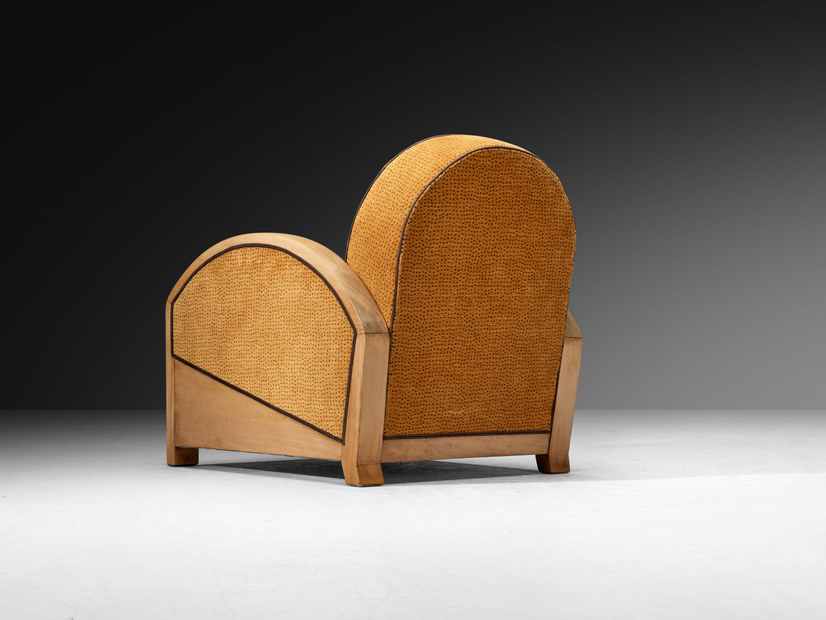 French Art Deco Pair of Lounge Chairs with Curved Armests Seating Morentz