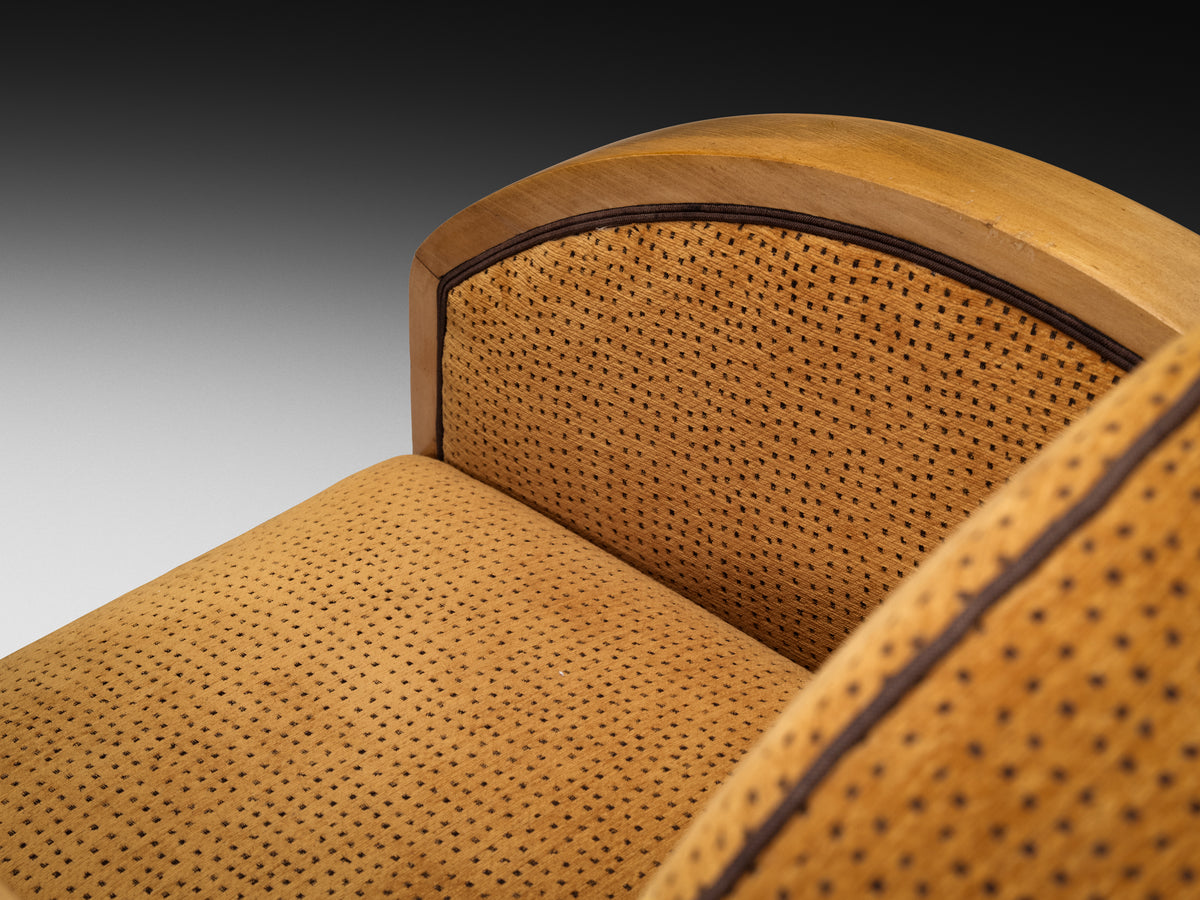 French Art Deco Pair of Lounge Chairs with Curved Armests Seating Morentz