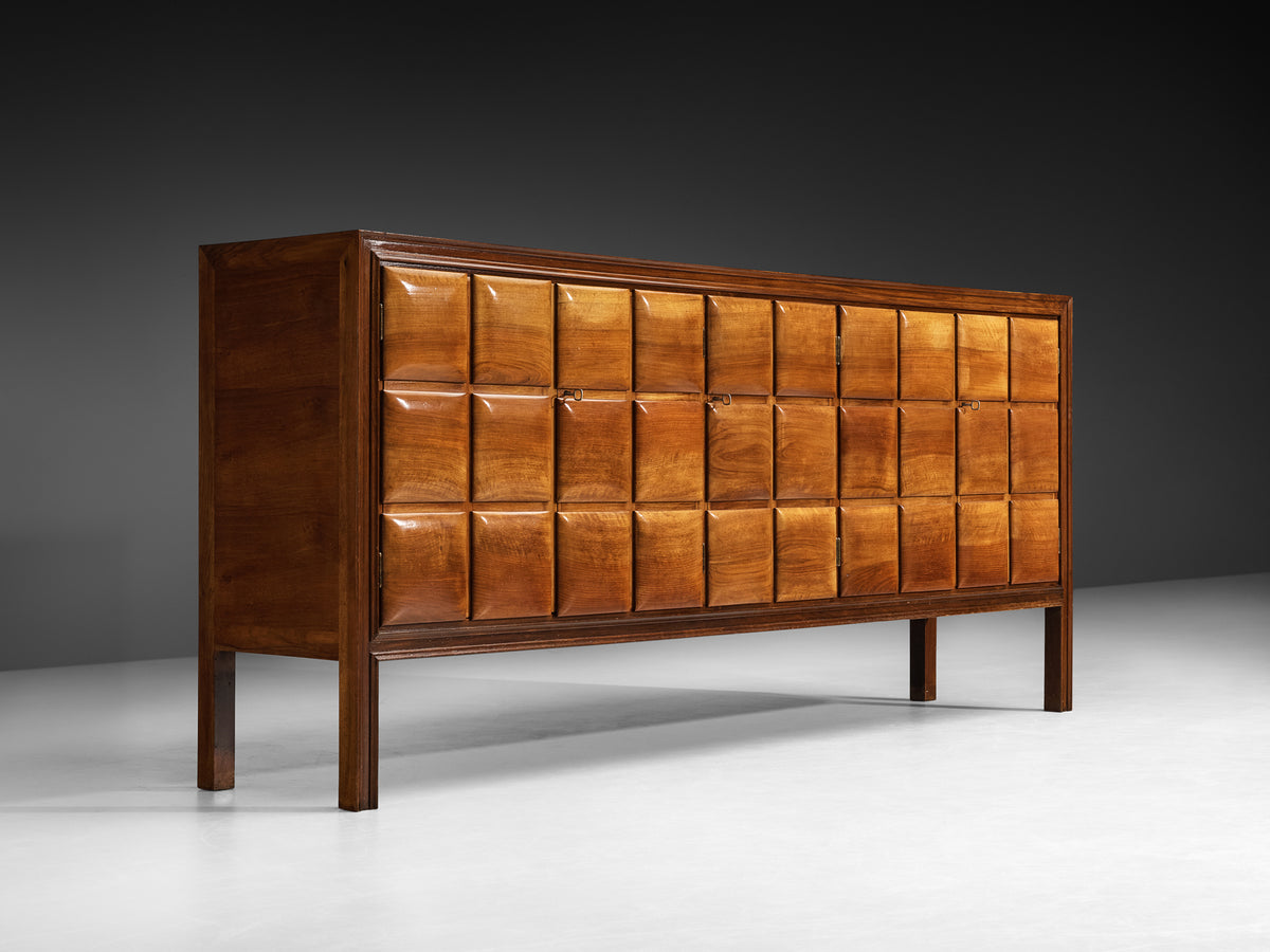 Rare Nikolay Diulgheroff Italian Mid-Century Modern Sideboard in Walnut Case pieces and storage cabinets Morentz