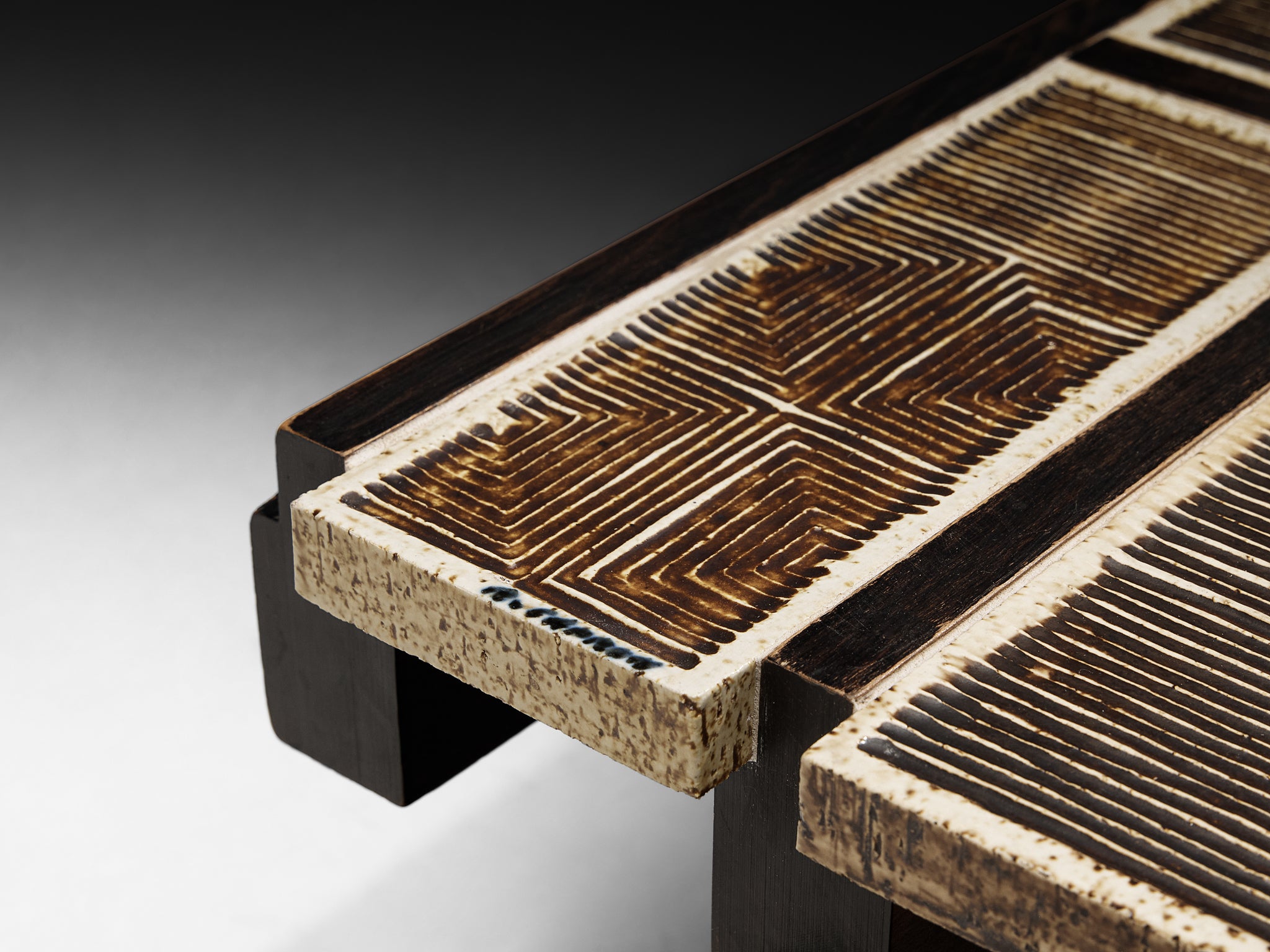 Roger Capron Rare 'Alouette' Coffee Table in Ceramic Tiles and Wood