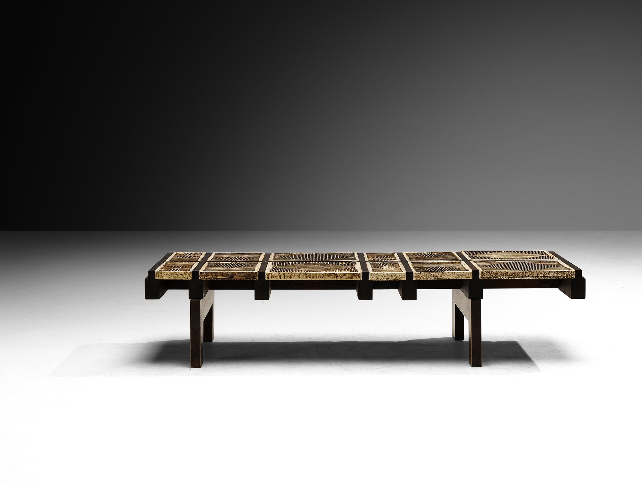 Roger Capron Rare 'Alouette' Coffee Table in Ceramic Tiles and Wood