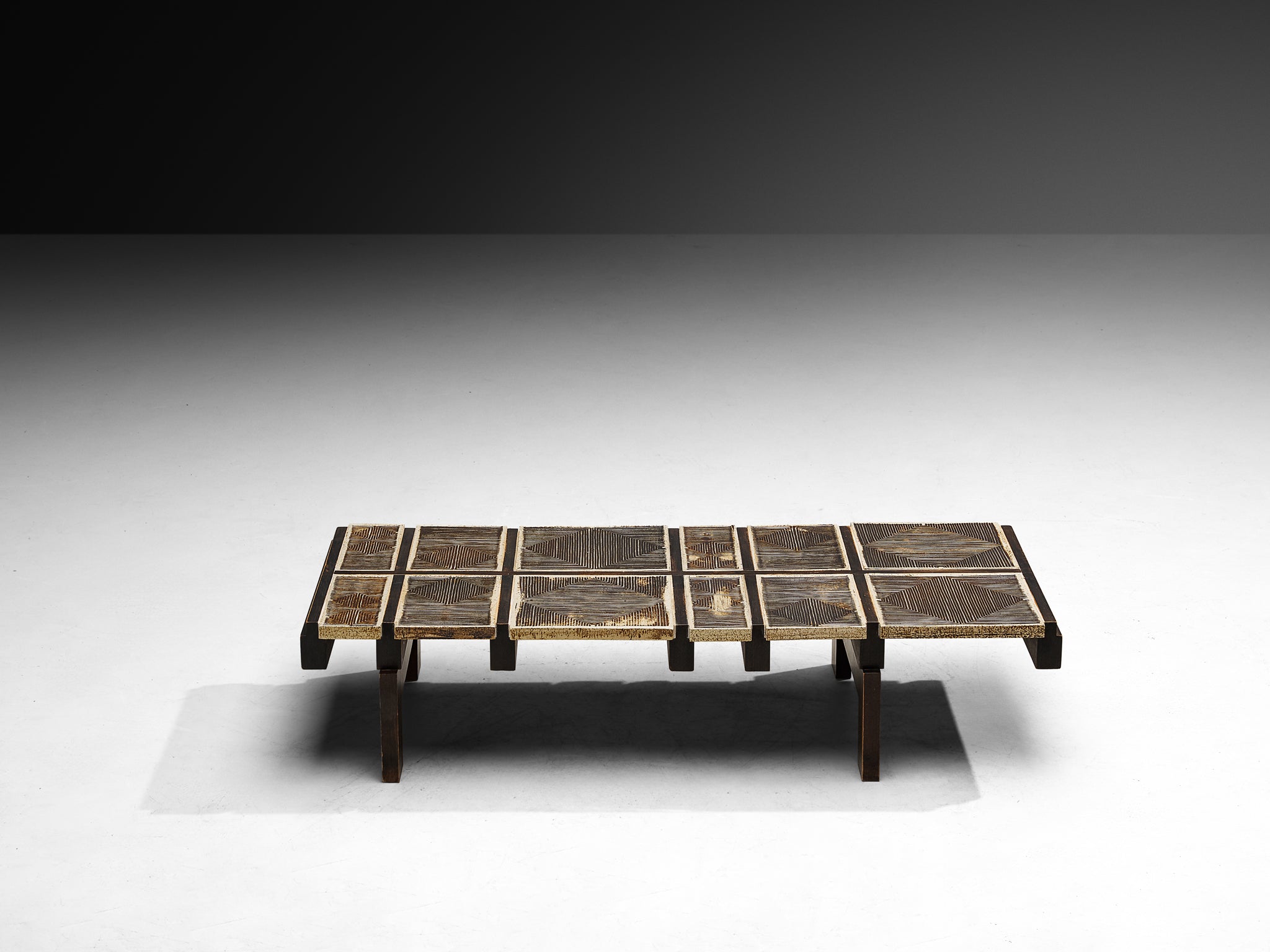 Roger Capron Rare 'Alouette' Coffee Table in Ceramic Tiles and Wood