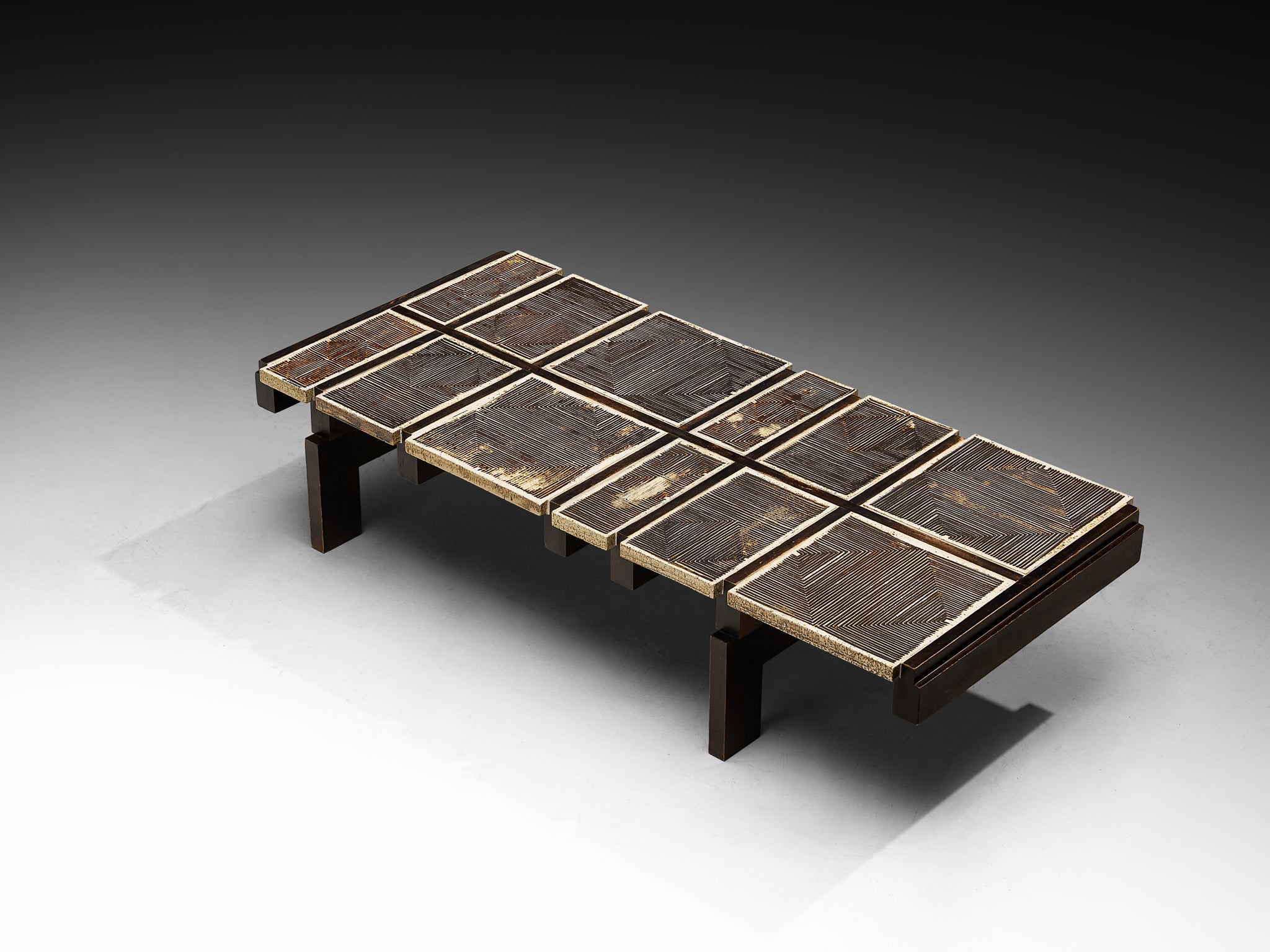 Roger Capron Rare 'Alouette' Coffee Table in Ceramic Tiles and Wood