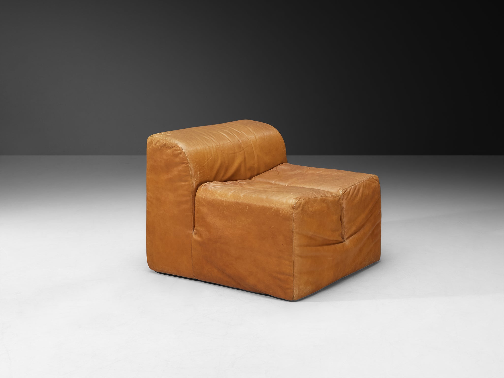 Gionathan de Pas, Donato D’Urbino & Paolo Lomazzi 'Ipercubo 200' 1970s Lounge Chairs in Leather Seating Morentz