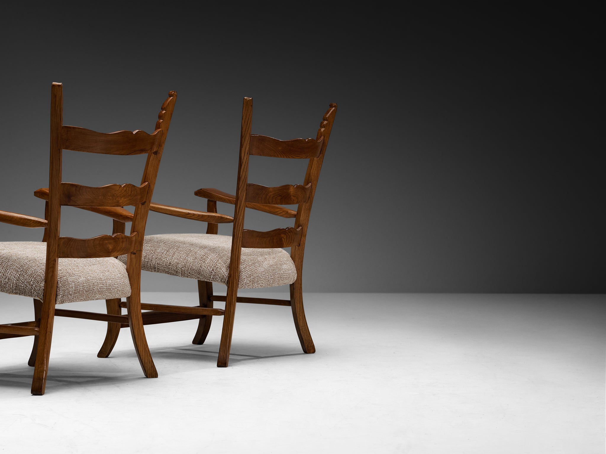 Pair of Rustic Modern Italian Armchairs in Chestnut Wood