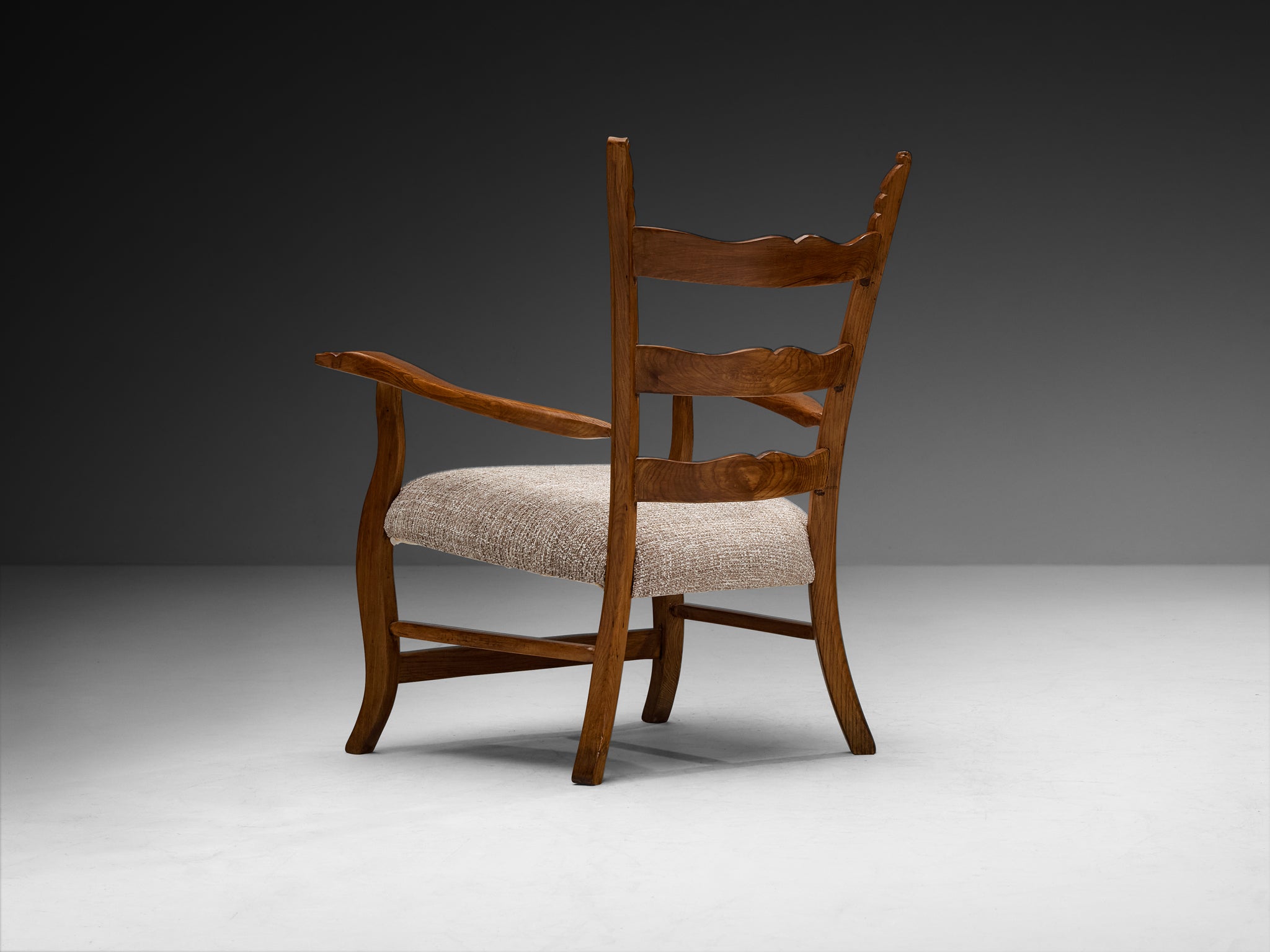 Pair of Rustic Modern Italian Armchairs in Chestnut Wood