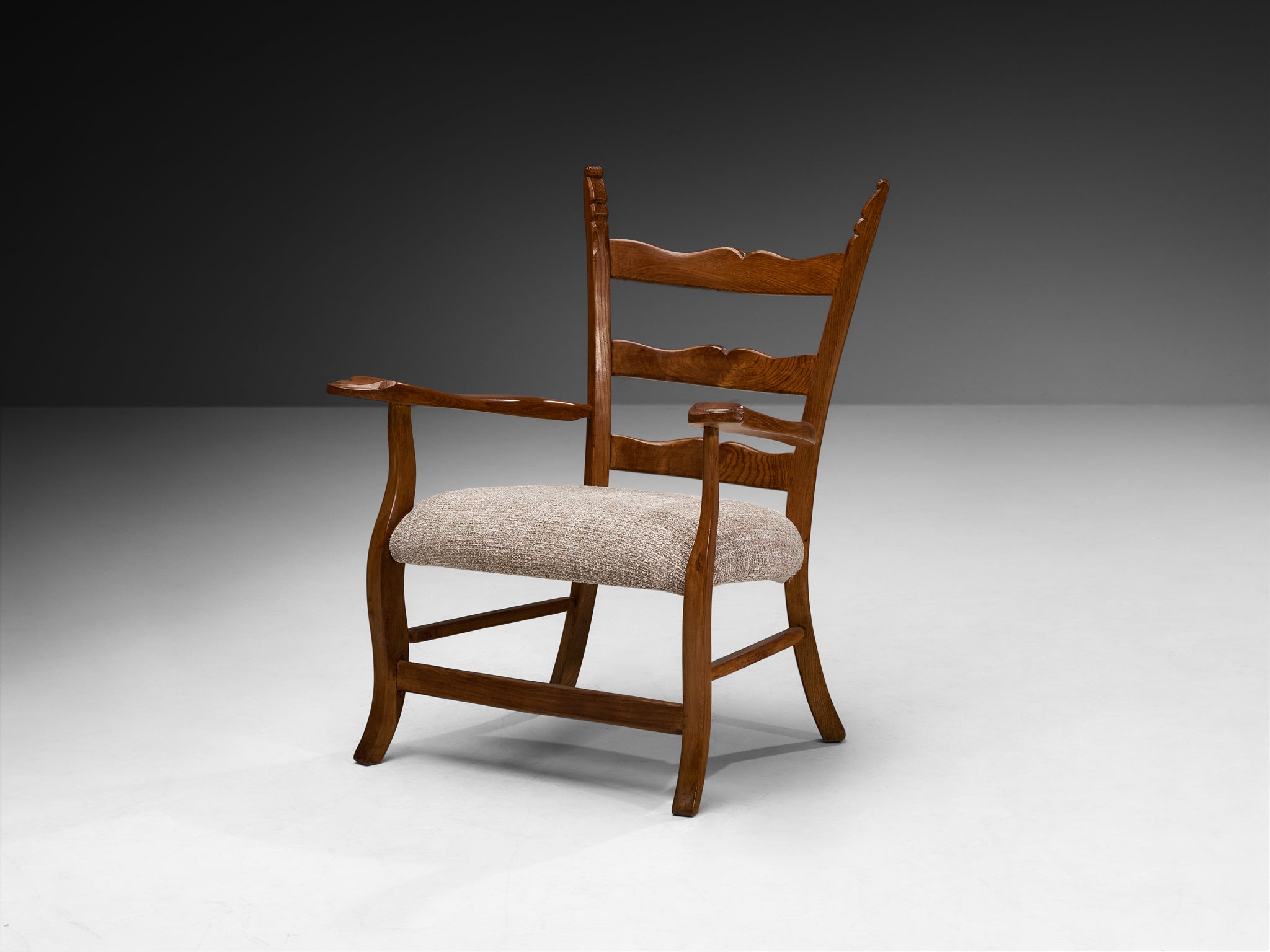 Pair of Rustic Modern Italian Armchairs in Chestnut Wood