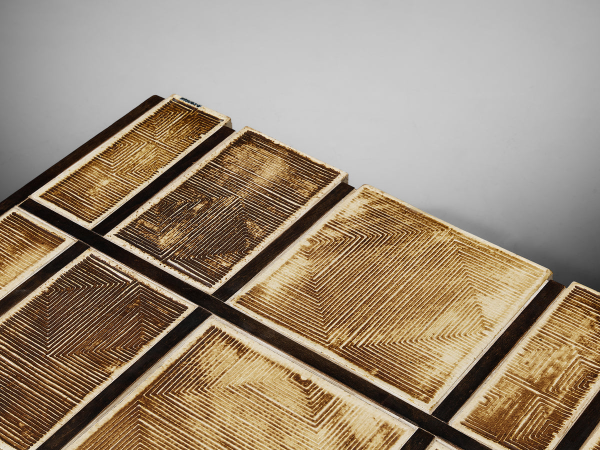 Roger Capron Rare 'Alouette' Coffee Table in Ceramic Tiles and Wood Tables Morentz