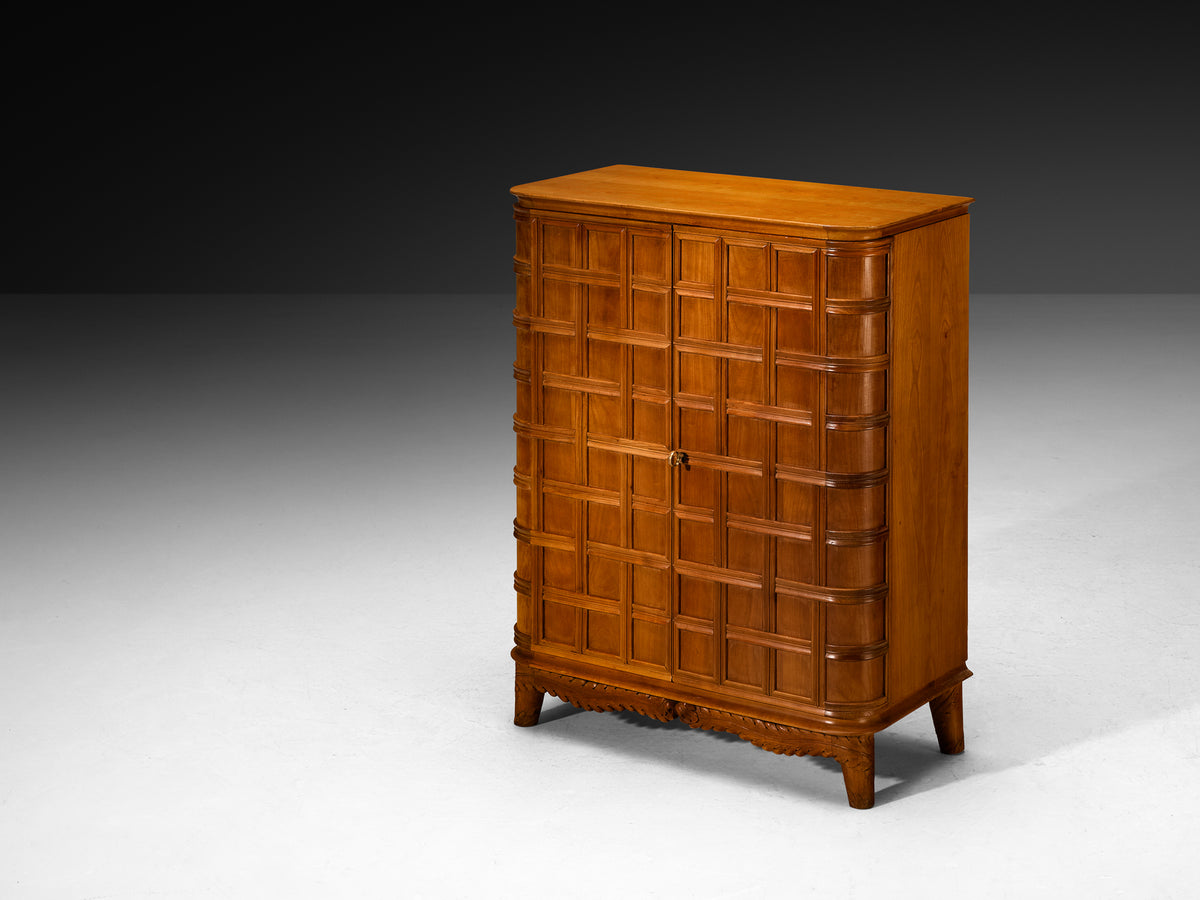 Fratelli Barni Mobili d'Arte Seveso Art Deco Bar Cabinet in Cherry Brass and Glass