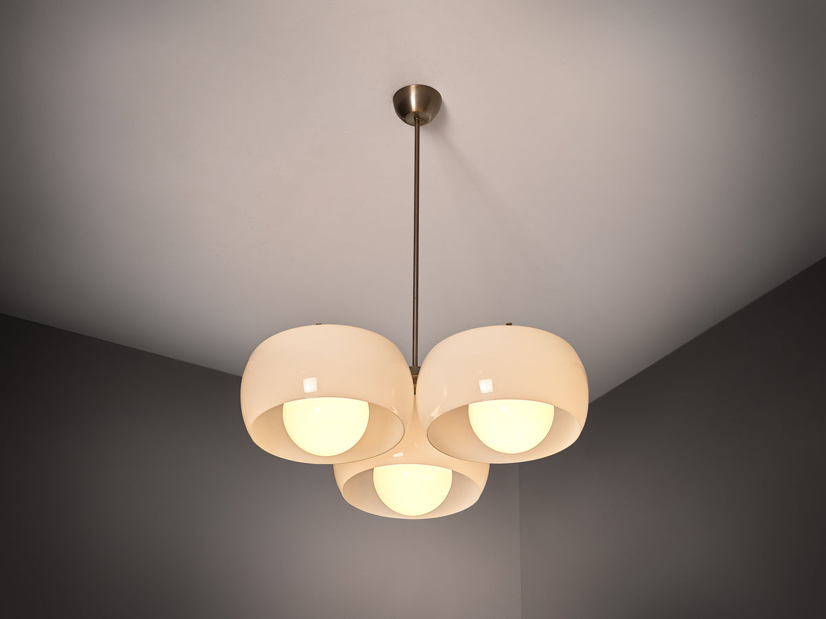 Vico Magistretti for Artemide 'Triclinio' Chandelier in Opaline Glass Lighting Morentz