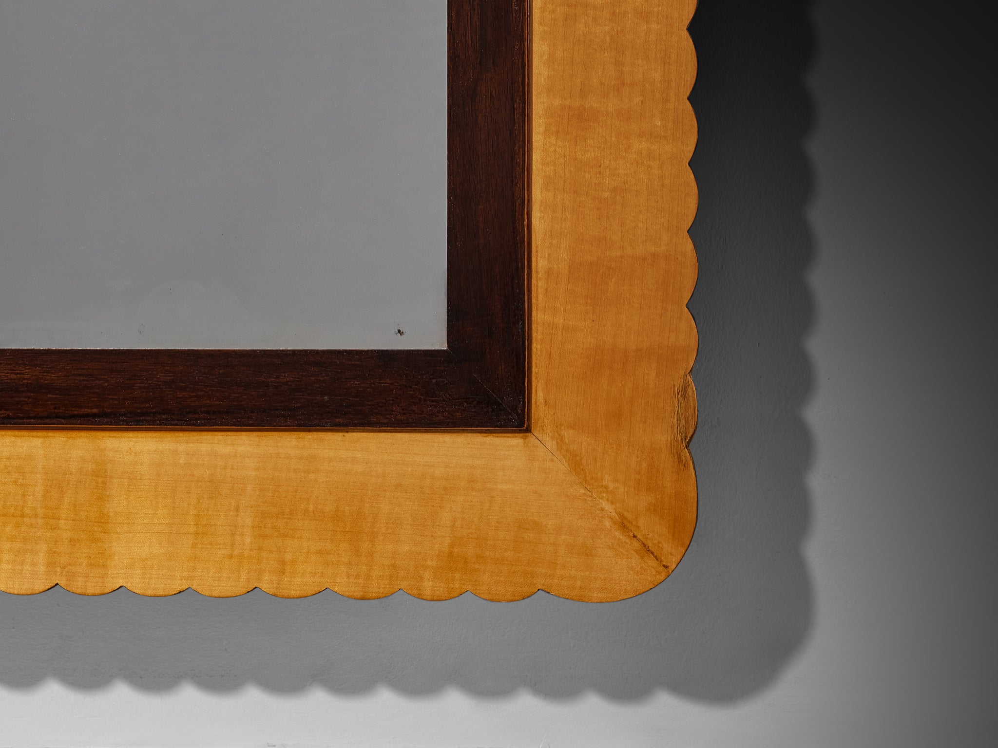 Italian 1950s Mid-Century Modern Large Wall Mirror in Elm 202cm/79.53in. Mirrors Morentz