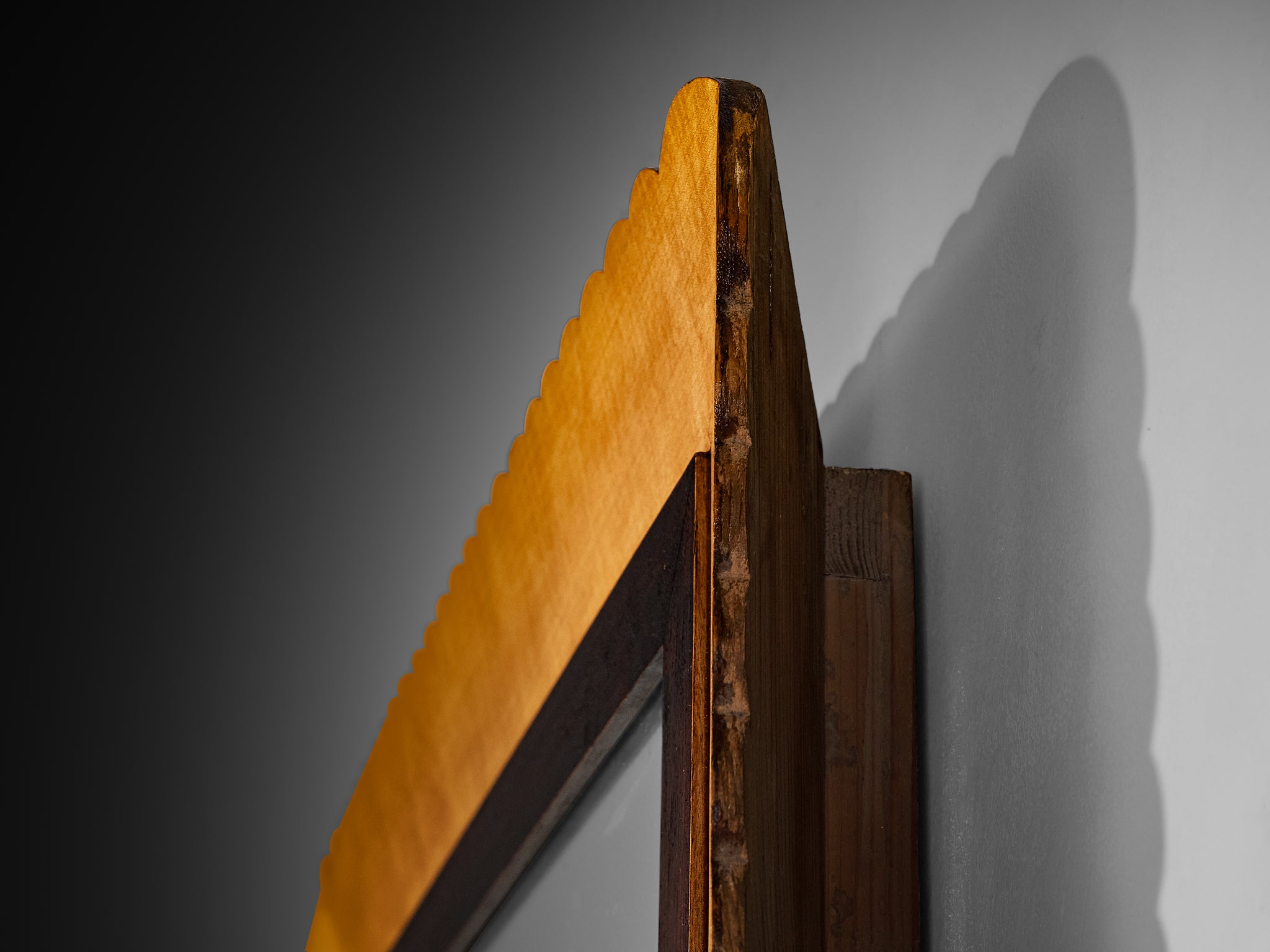 Italian 1950s Mid-Century Modern Large Wall Mirror in Elm 202cm/79.53in. Mirrors Morentz