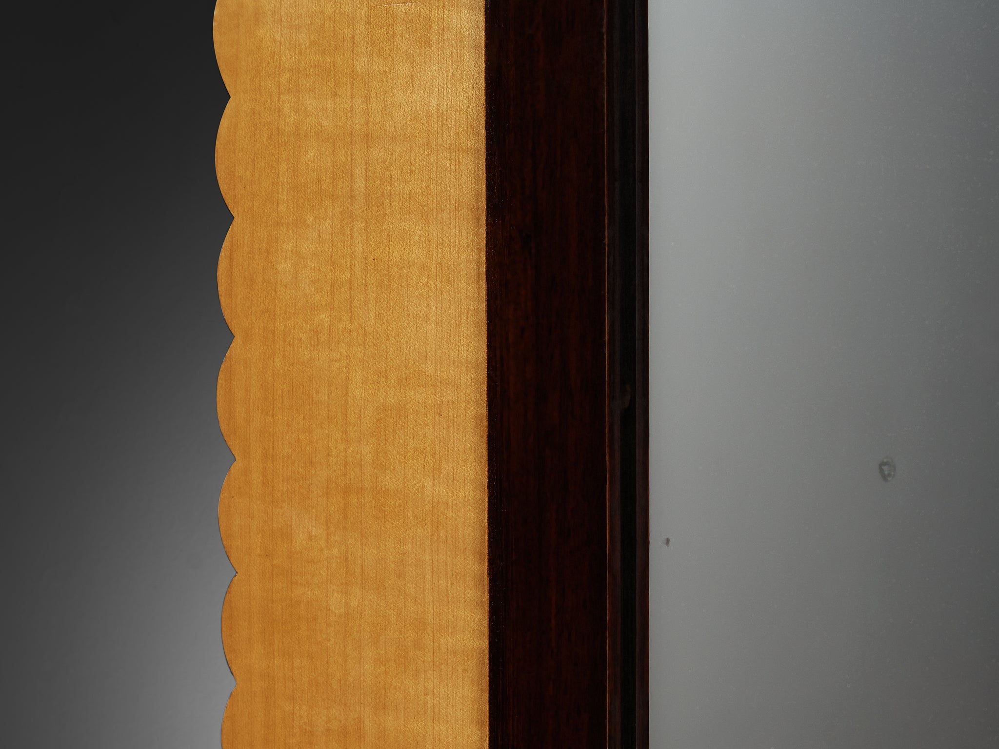 Italian 1950s Mid-Century Modern Large Wall Mirror in Elm 202cm/79.53in. Mirrors Morentz