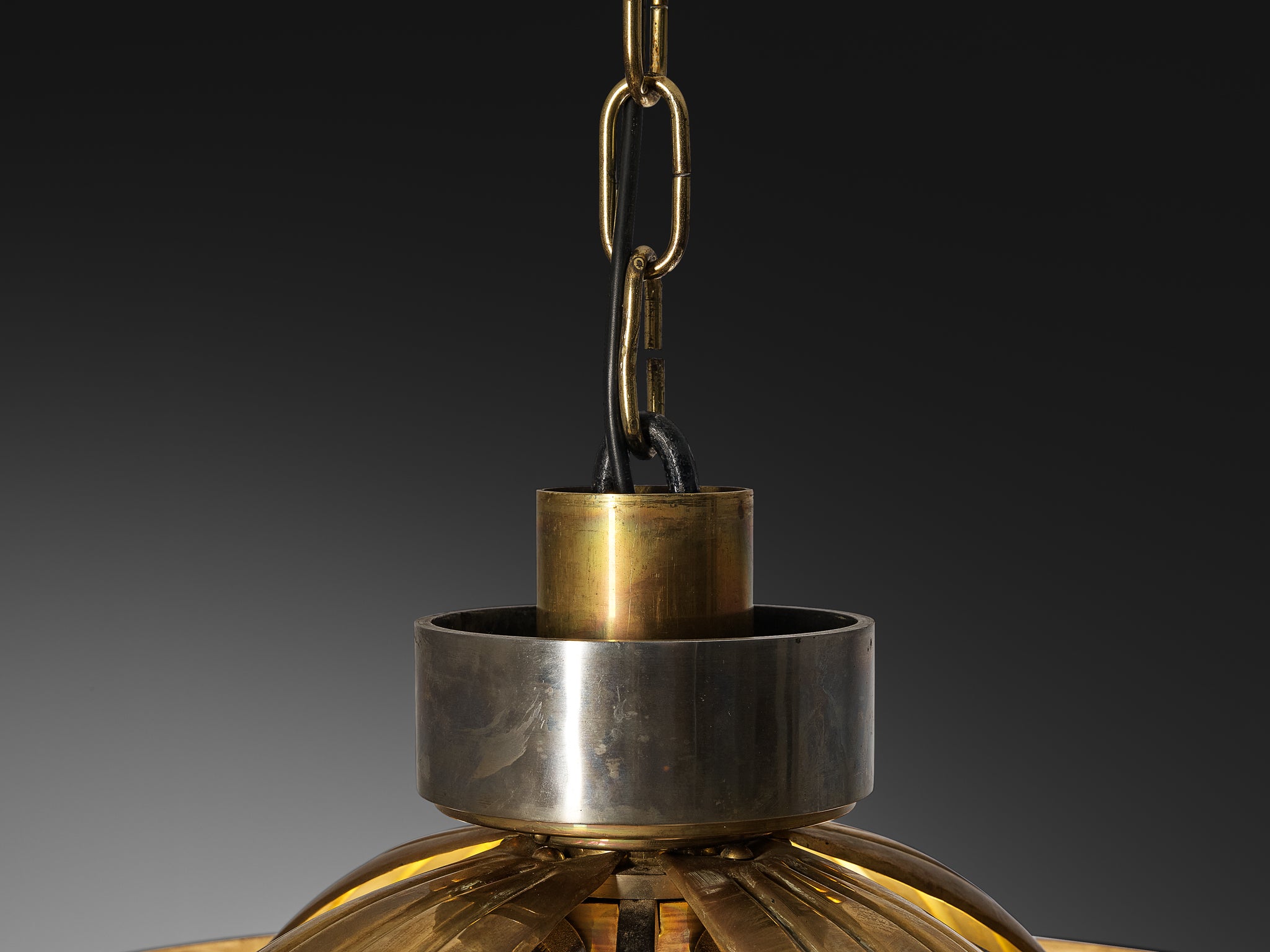 Lars Holmström for Arvika Konsthantverk Ceiling Light in Steel Brass and Glass 1930s Lighting Morentz