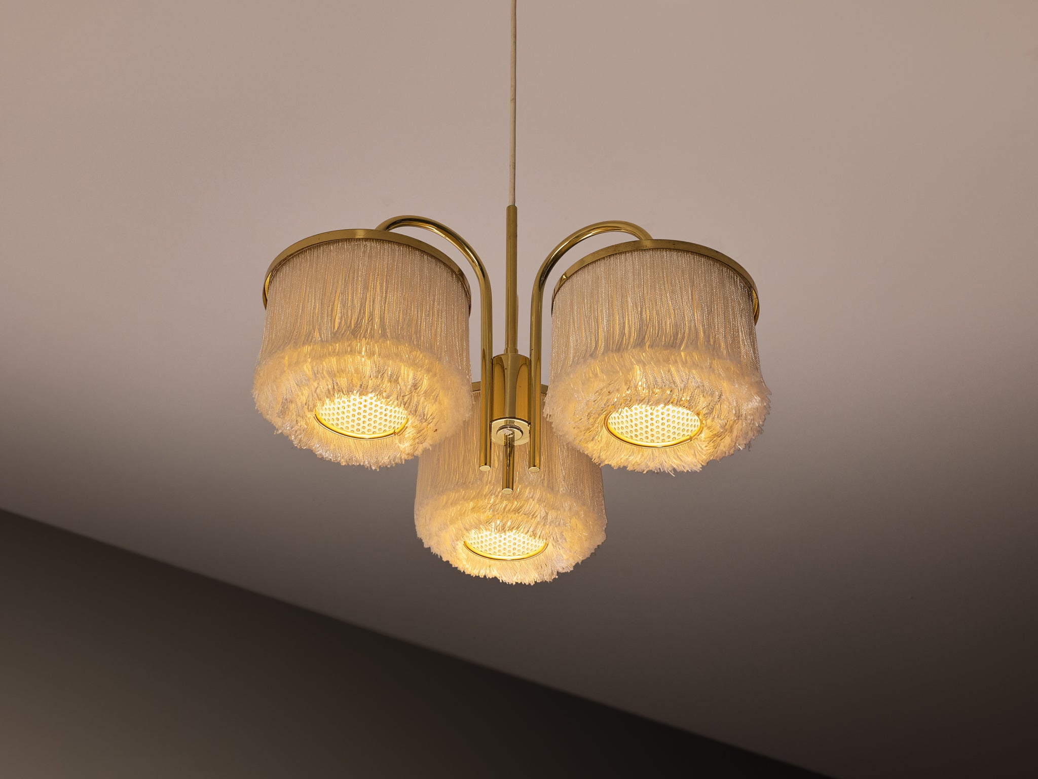 Hans-Agne Jakobsson Chandelier in Brass with Silk Strings Lighting Morentz