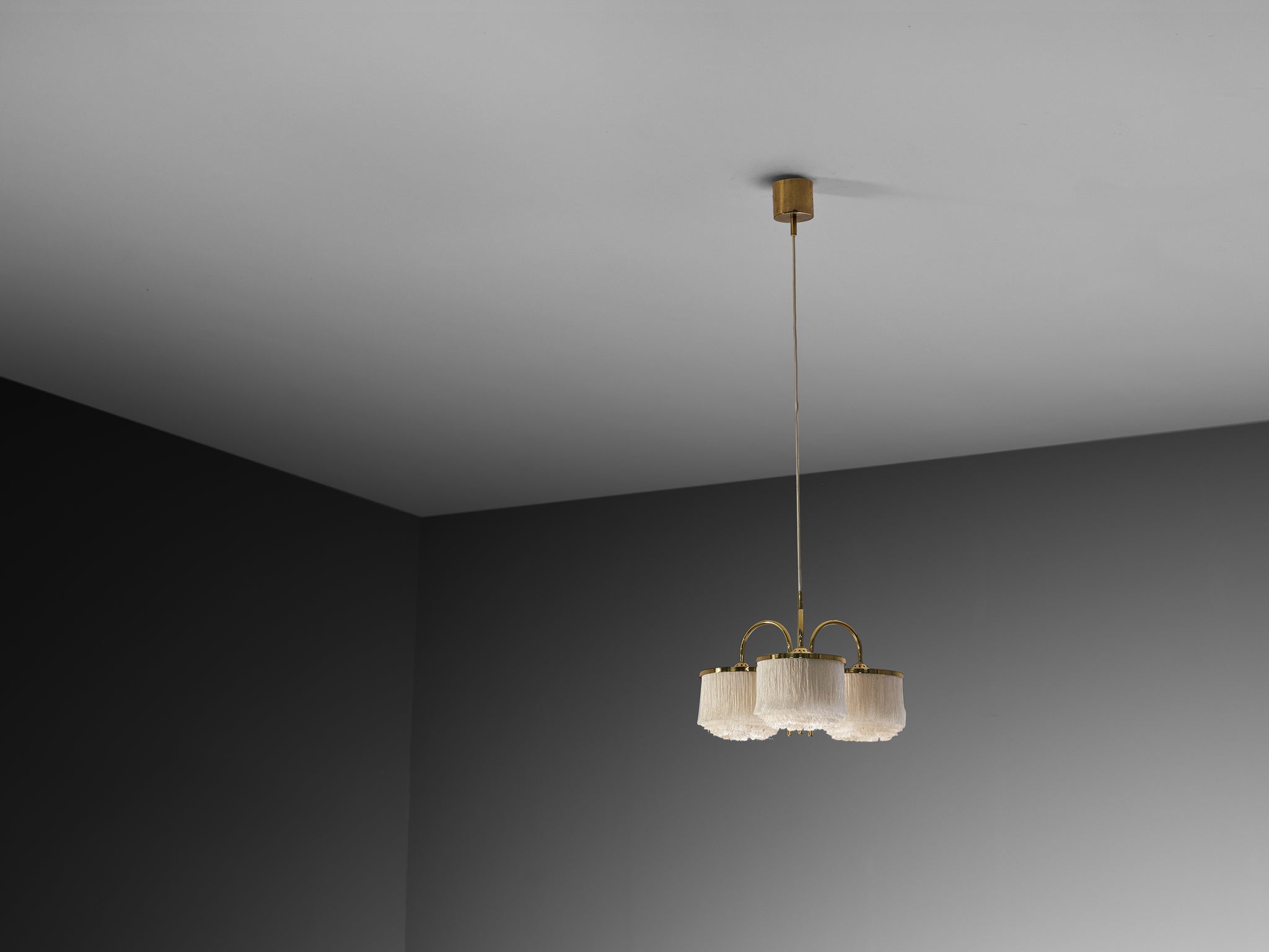 Hans-Agne Jakobsson Chandelier in Brass with Silk Strings Lighting Morentz