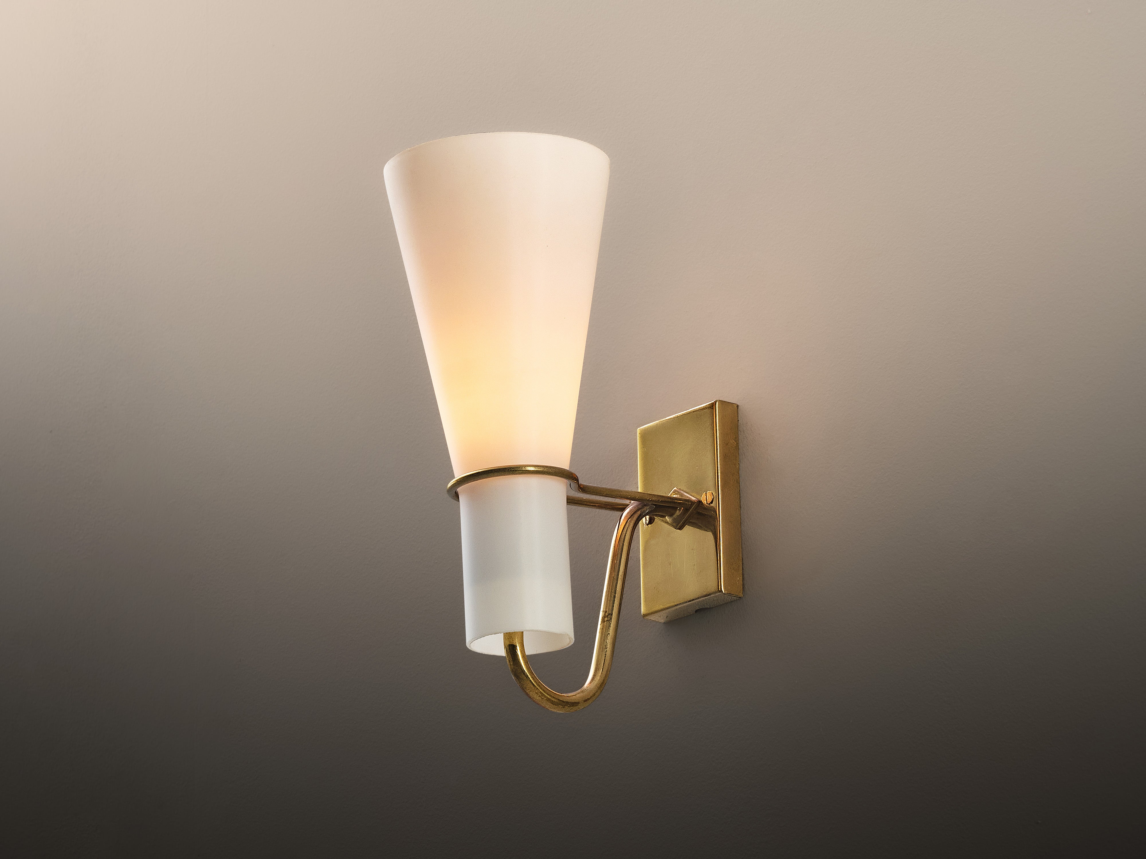 Hans Bergström for ASEA Wall Light in Brass and White Opal Glass Lighting Morentz