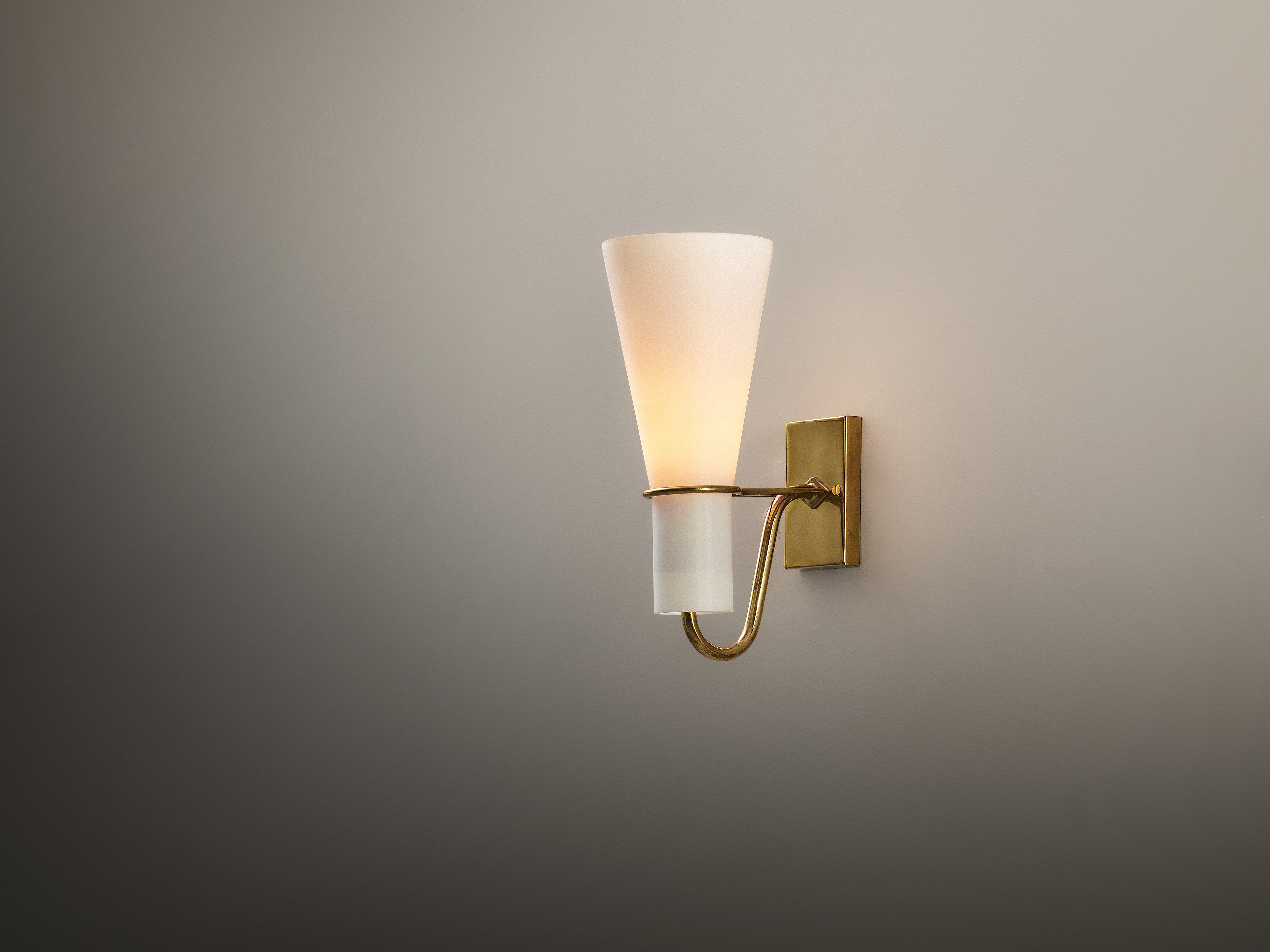 Hans Bergström for ASEA Wall Light in Brass and White Opal Glass Lighting Morentz