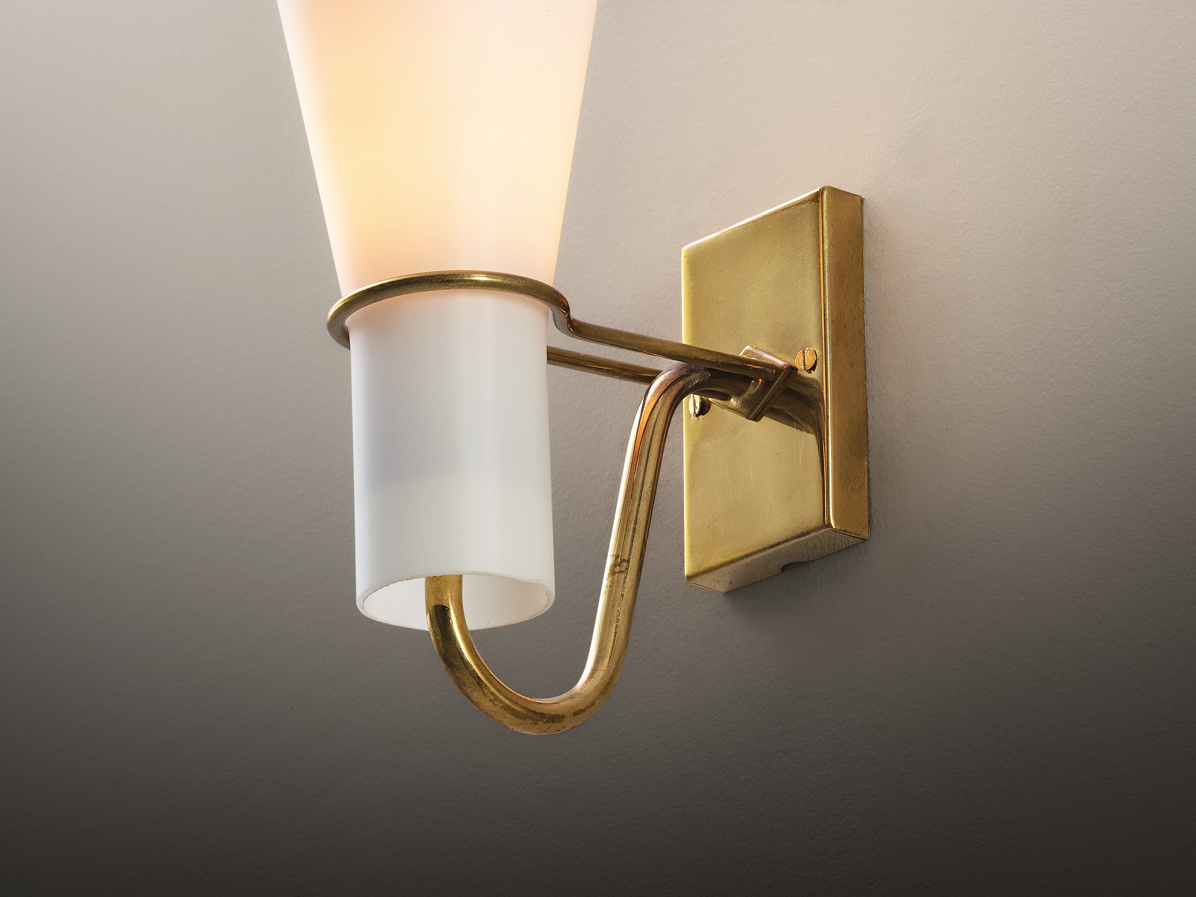 Hans Bergström for ASEA Wall Light in Brass and White Opal Glass Lighting Morentz