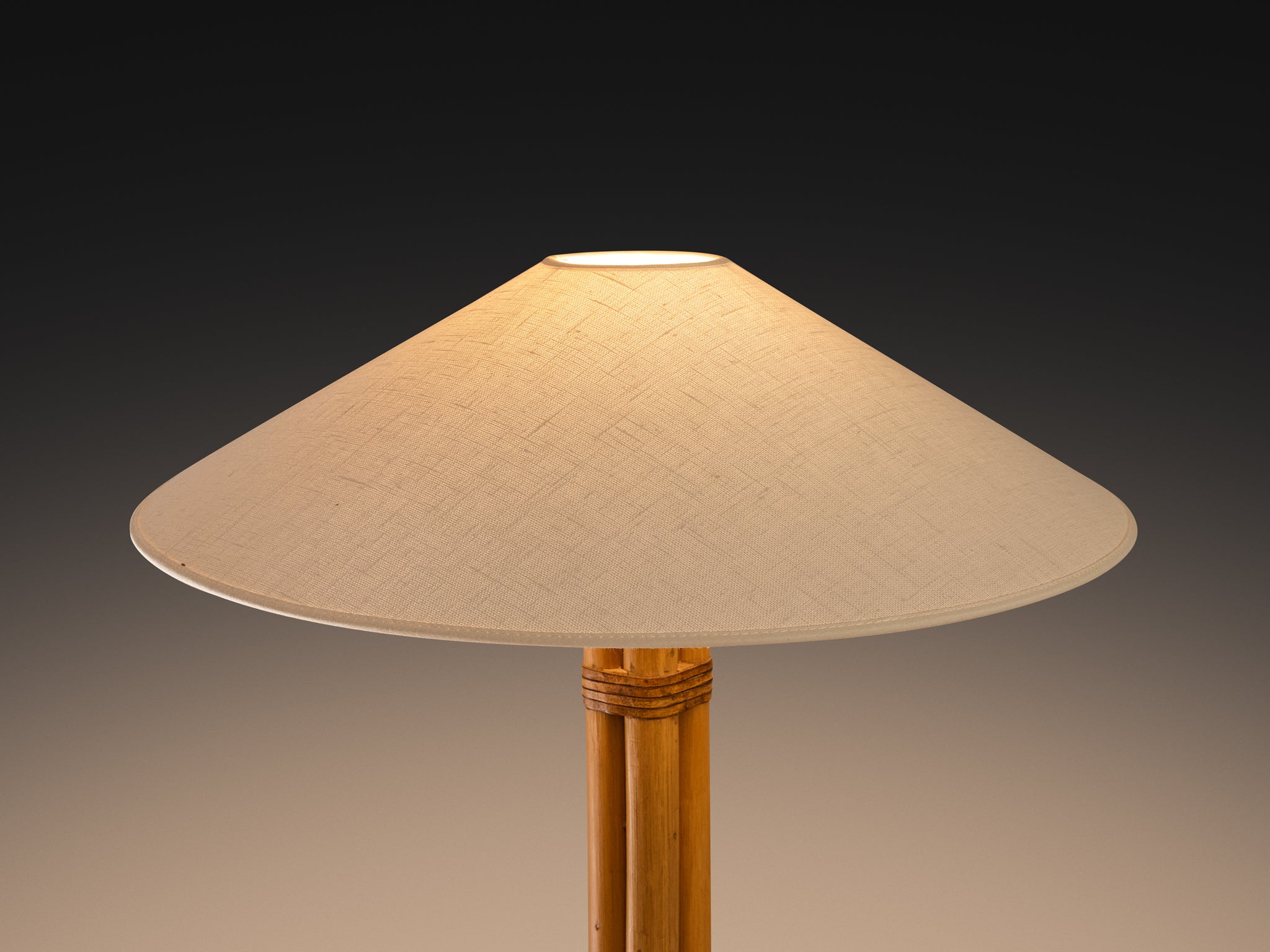 Bergboms Pair of 'B-105' Table Lamps in Bamboo Brass and Fabric Shades Lighting Morentz