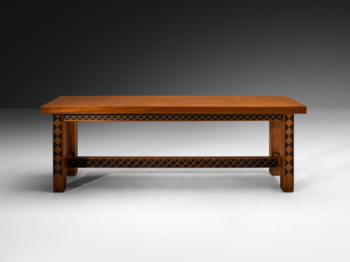 Giordano Righini Mid-Century Large Dining Set in Carved Meranti Tables Morentz