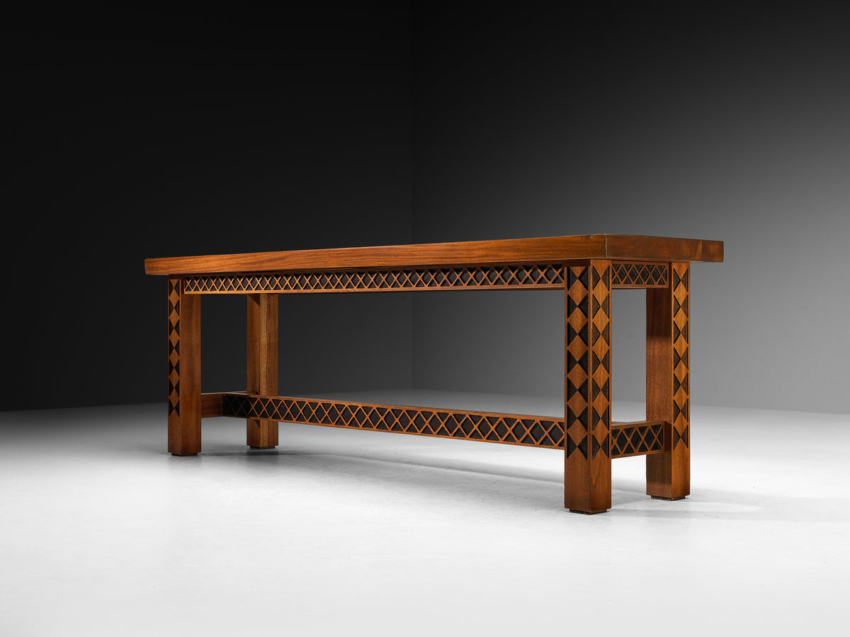 Giordano Righini Mid-Century Large Dining Set in Carved Meranti Tables Morentz