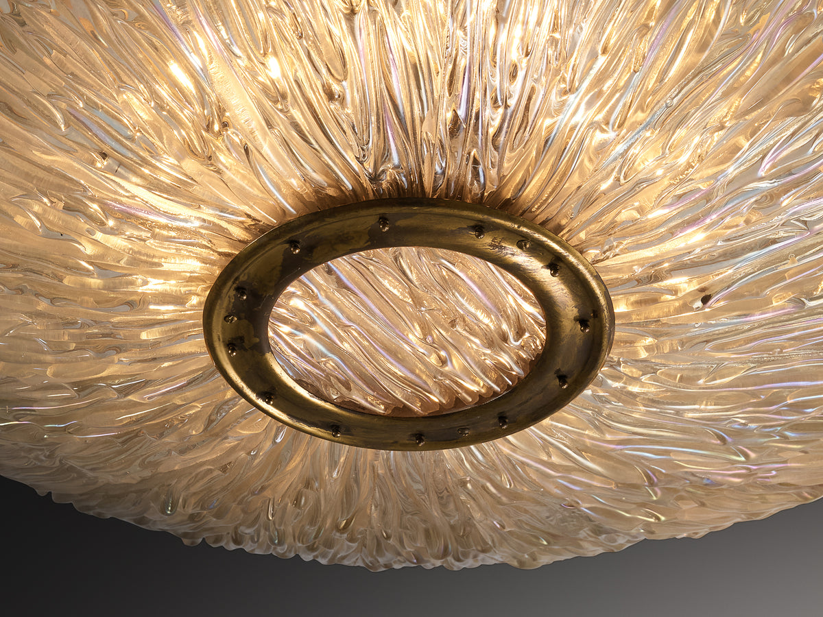 Rare Carlo Scarpa for Venini Chandelier in Crystal 'Corteccia' Glass Lighting Morentz