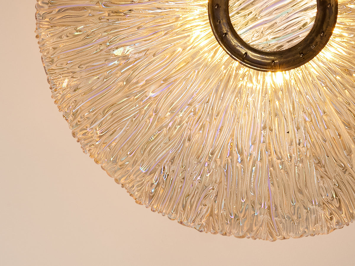 Rare Carlo Scarpa for Venini Chandelier in Crystal 'Corteccia' Glass Lighting Morentz