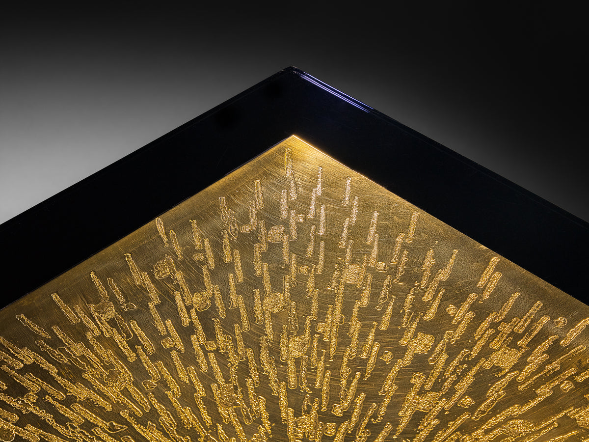Georges Mathias Luxurious Square Coffee Table in Brass and Lacquered Wood Tables Morentz