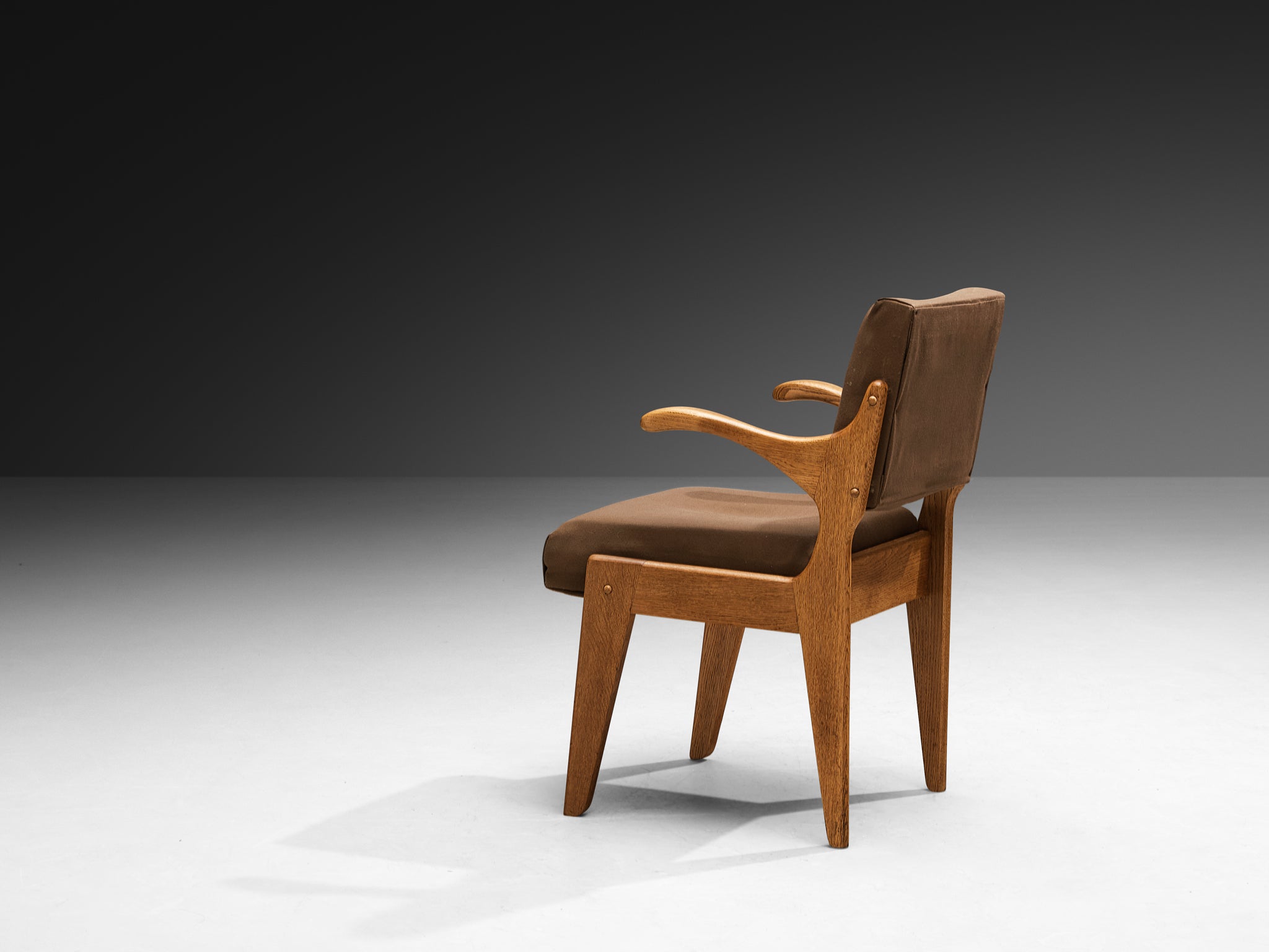 Guillerme & Chambron Pair of 'Bridge Etudiant' Armchairs in Solid Oak Seating Morentz