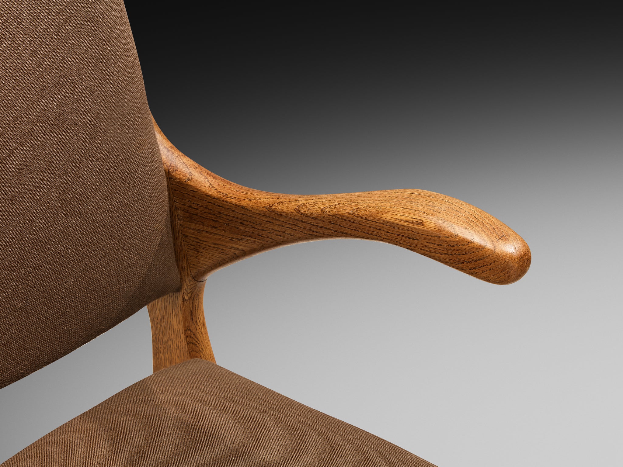 Guillerme & Chambron Pair of 'Bridge Etudiant' Armchairs in Solid Oak Seating Morentz