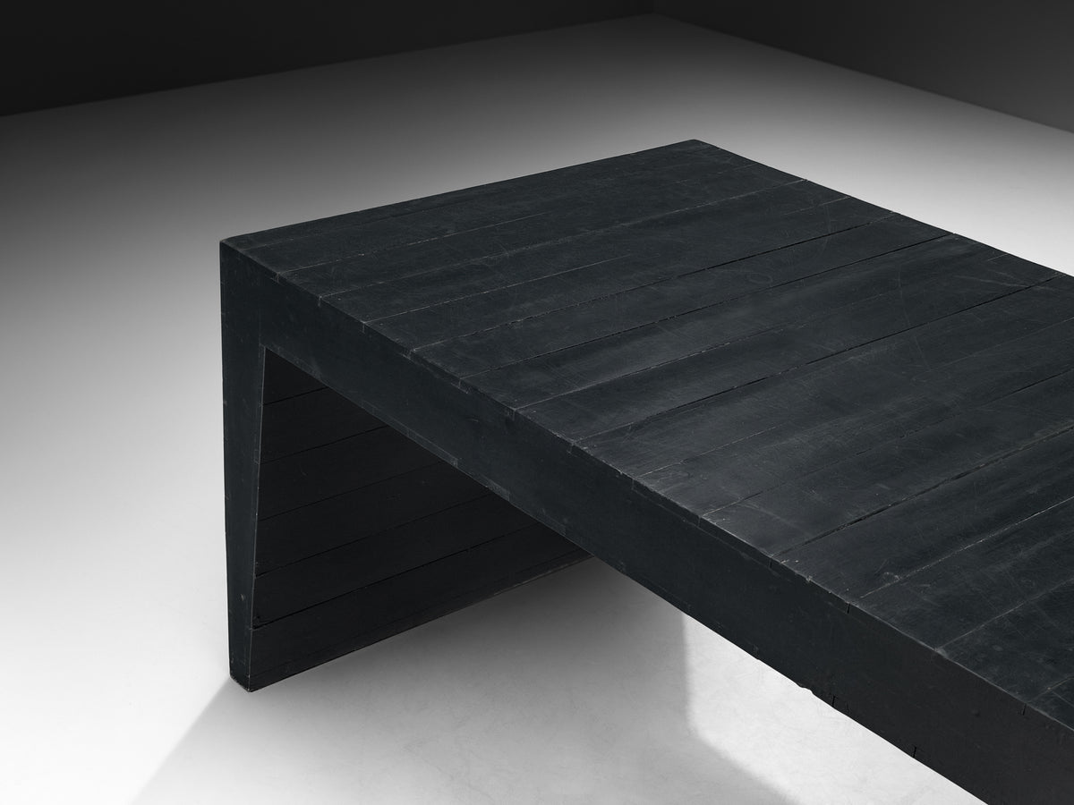 Jan de Jong Rare Custom Table and Stools in Dark Green Lacquered Wood Tables Morentz