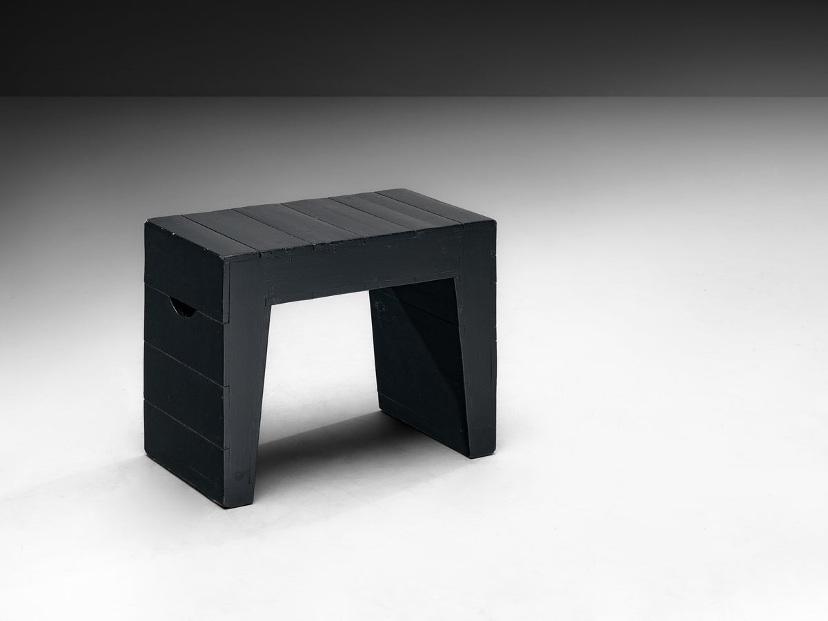 Jan de Jong Rare Custom Table and Stools in Dark Green Lacquered Wood Tables Morentz