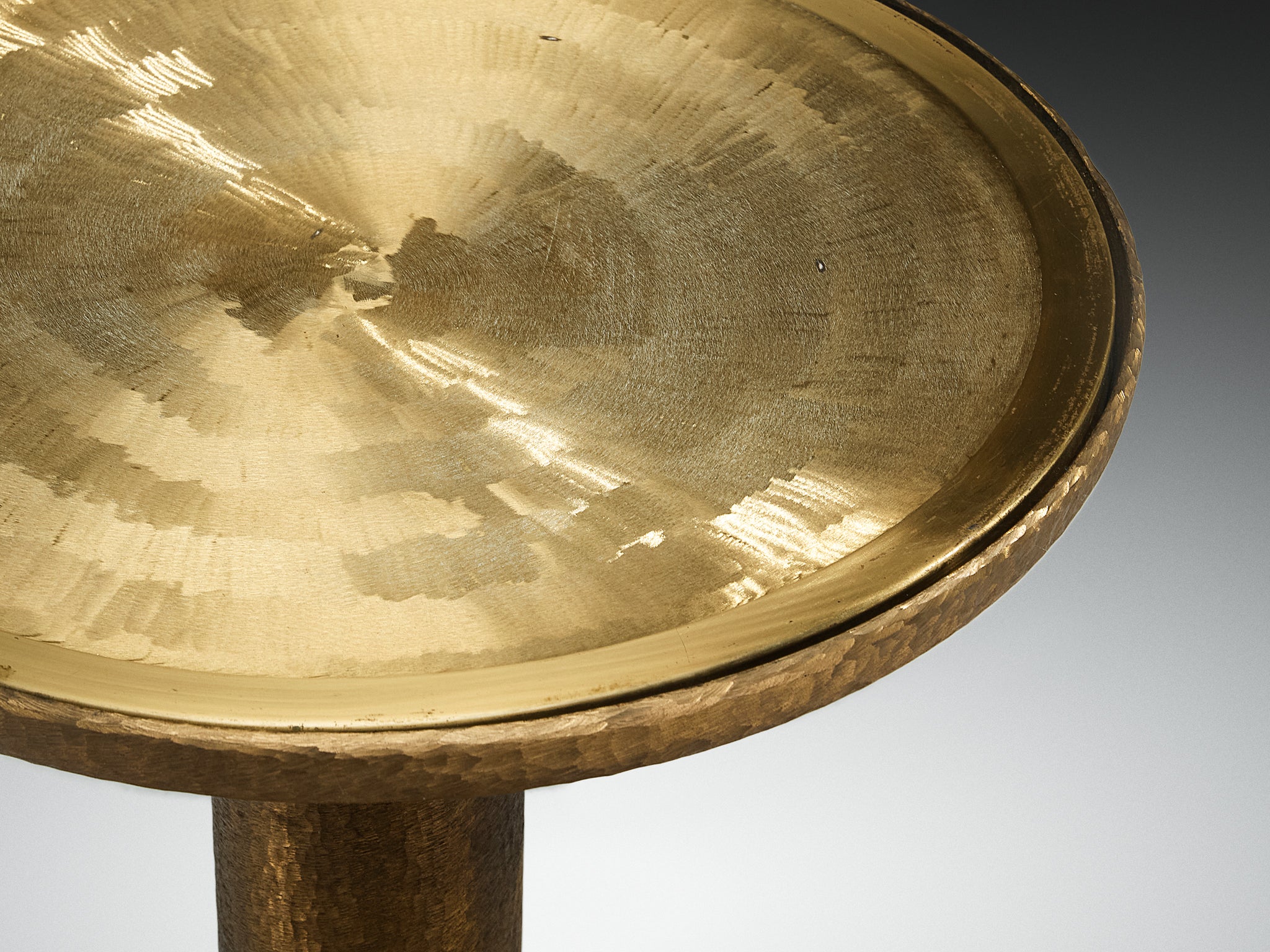 Luciano Frigerio 'Luky' Dining Table in Hammered Brass and Glass Tables Morentz