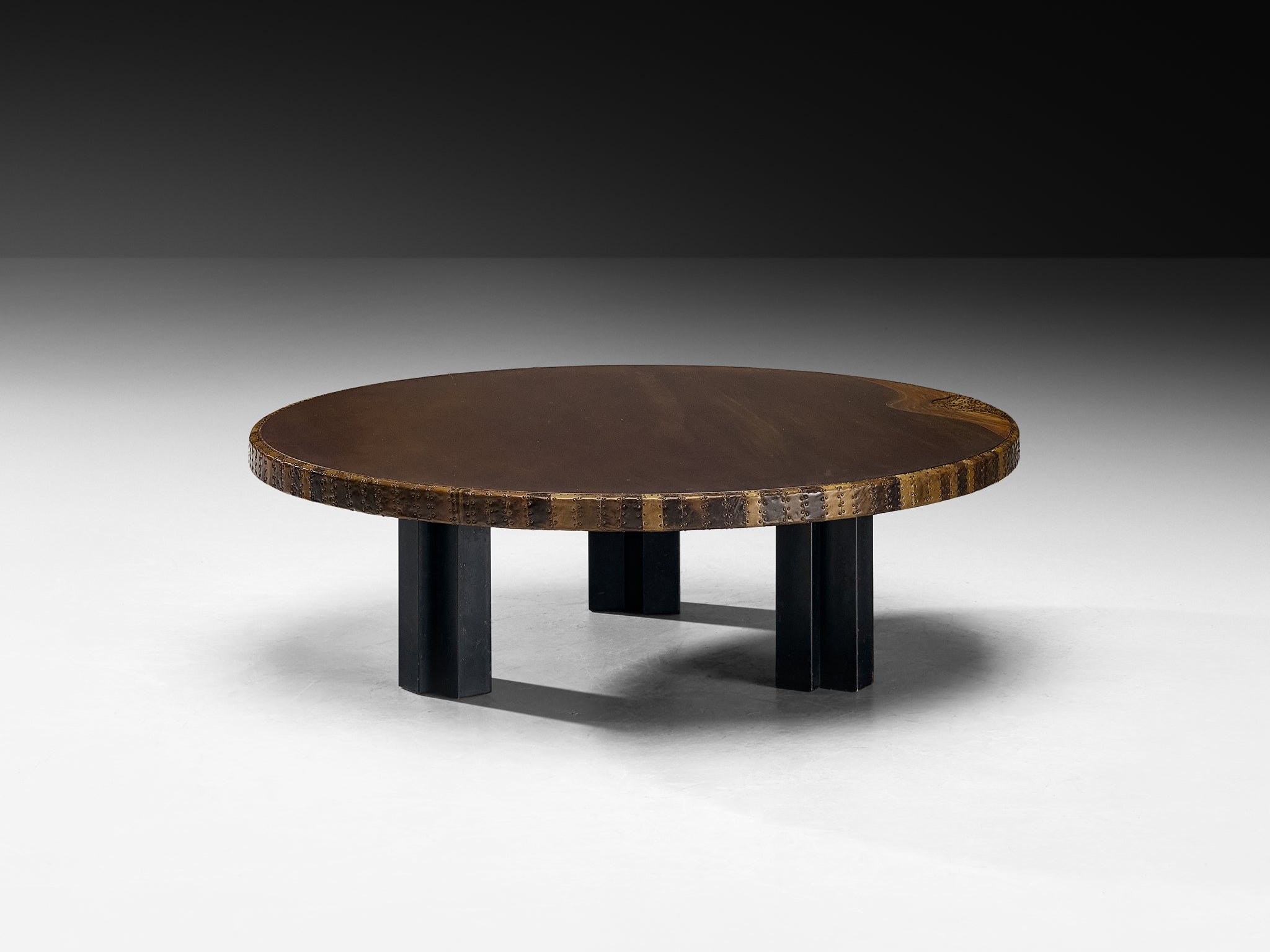 Exceptionally Rare Christian Krekels Coffee Table in Artisanal Brass Patchwork