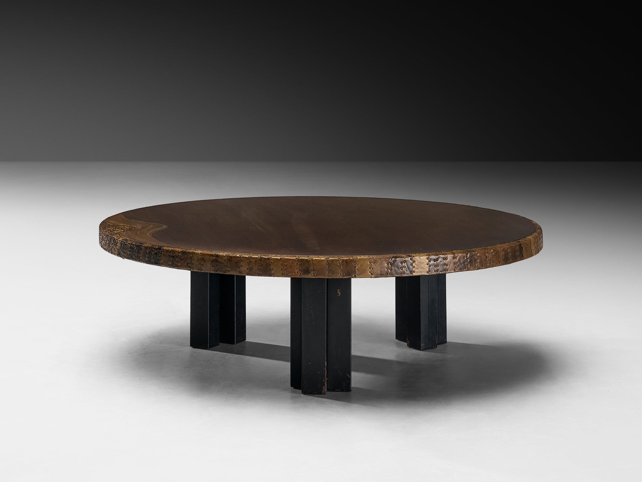 Exceptionally Rare Christian Krekels Coffee Table in Artisanal Brass Patchwork