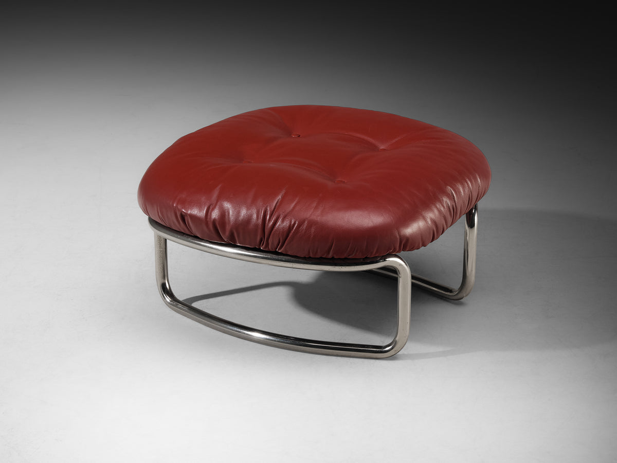 Carlo De Carli for Cinova '915' Lounge Chair and Ottoman in Burgundy Red Leather Seating Morentz