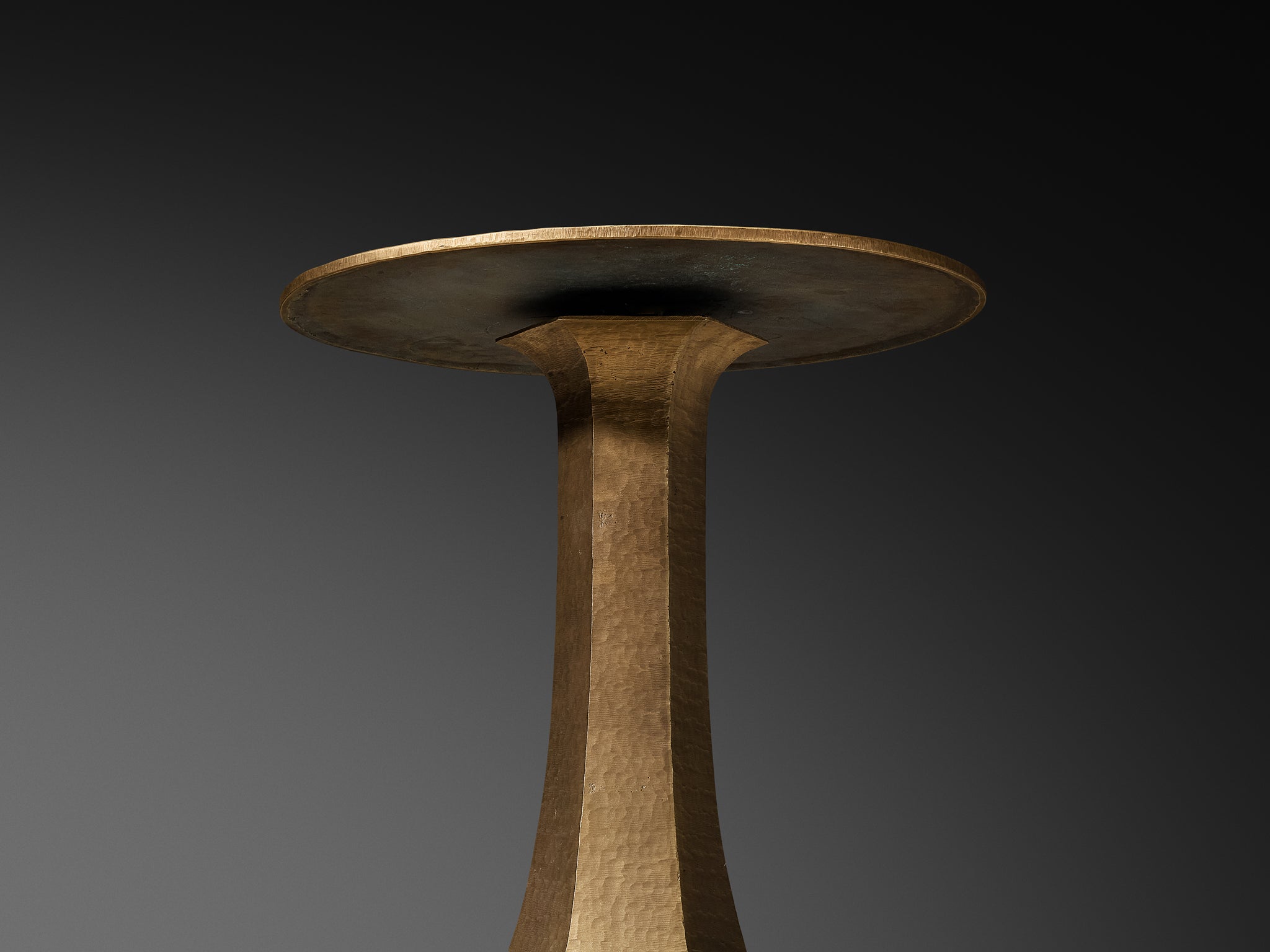 Rare Luciano Frigerio Side Table in Hammered Brass