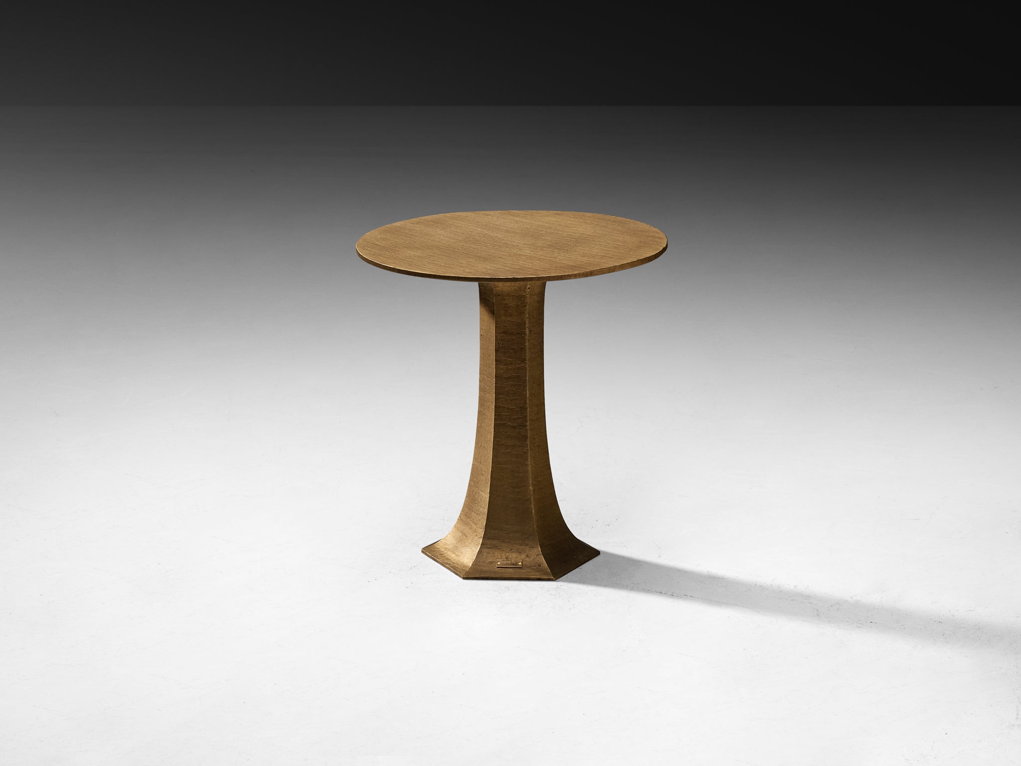 Rare Luciano Frigerio Side Table in Hammered Brass