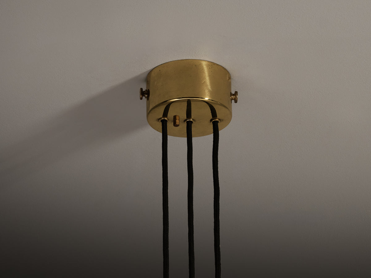 Gaetano Scolari for Stilnovo 'A5011' Pendant in Red Lacquered Metal and Brass