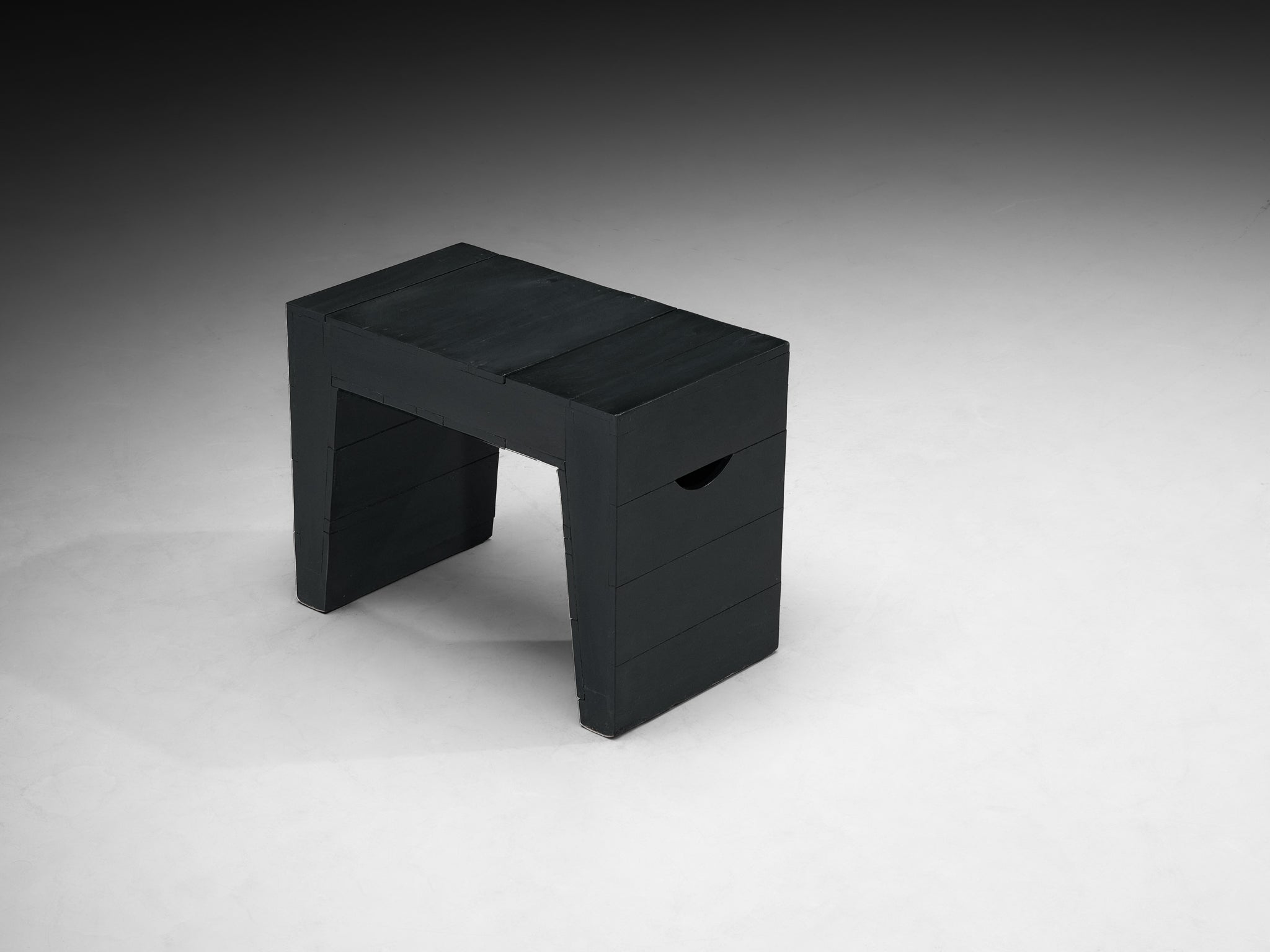 Jan de Jong Rare Custom Stool in Dark Green Lacquered Wood Seating Morentz