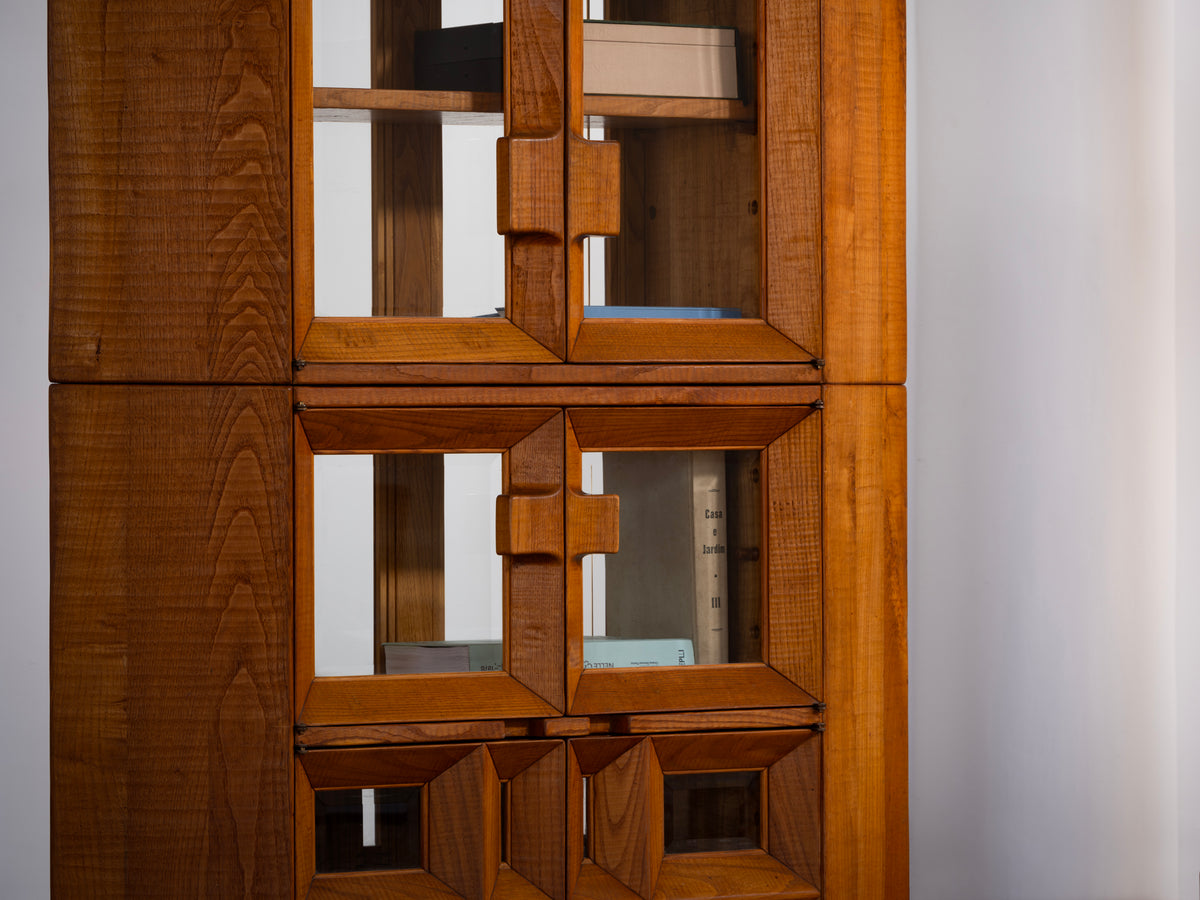 Giuseppe Rivadossi Unique Large Freestanding Display Cabinet in Sculpted Oak Case pieces and storage cabinets Morentz