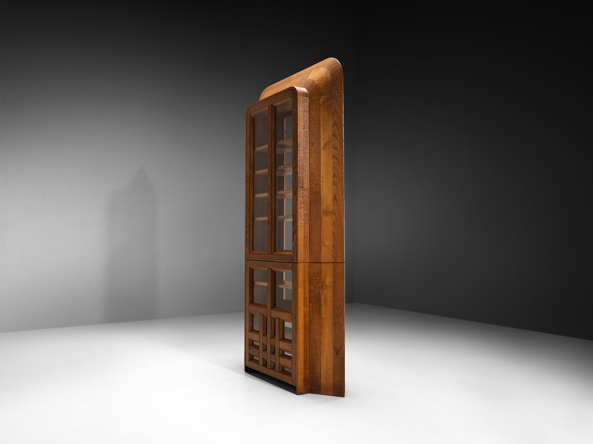 Giuseppe Rivadossi Unique Large Freestanding Display Cabinet in Sculpted Oak Case pieces and storage cabinets Morentz