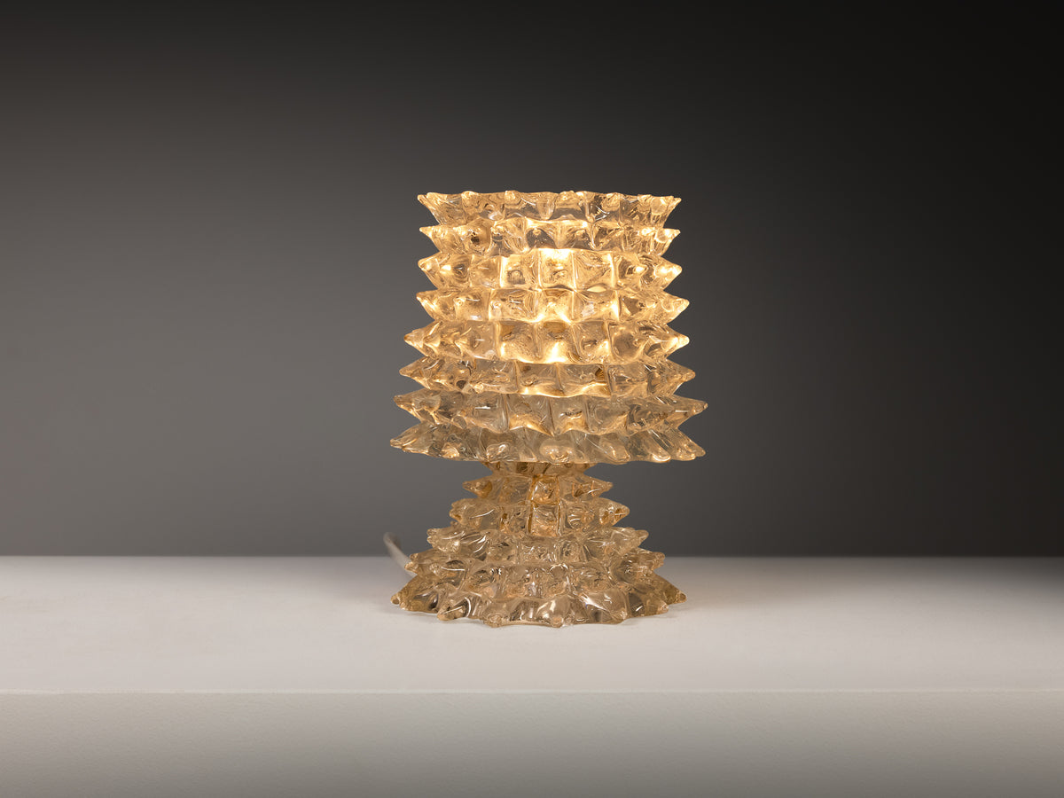 Barovier & Toso Art Deco Table Lamp in Crystal Glass Lighting Morentz