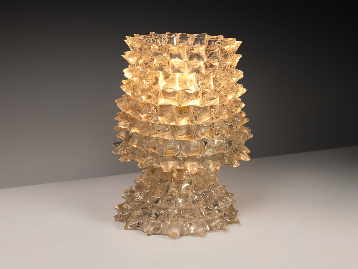 Barovier & Toso Art Deco Table Lamp in Crystal Glass Lighting Morentz