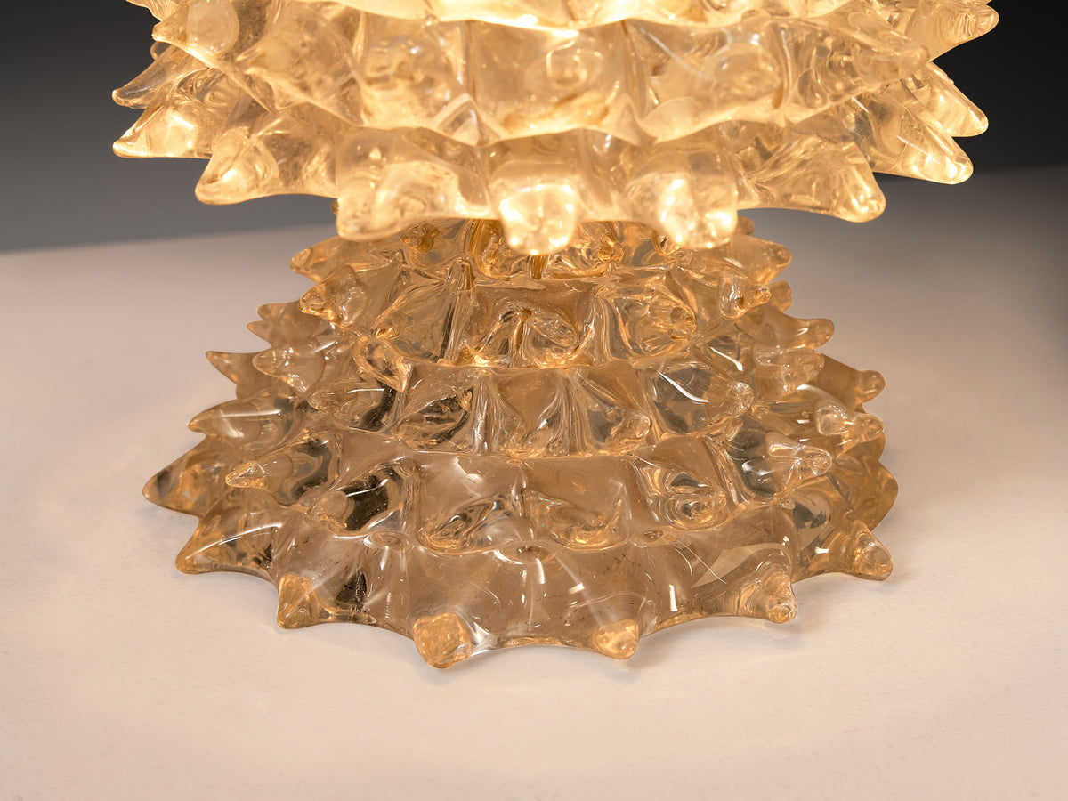 Barovier & Toso Art Deco Table Lamp in Crystal Glass Lighting Morentz